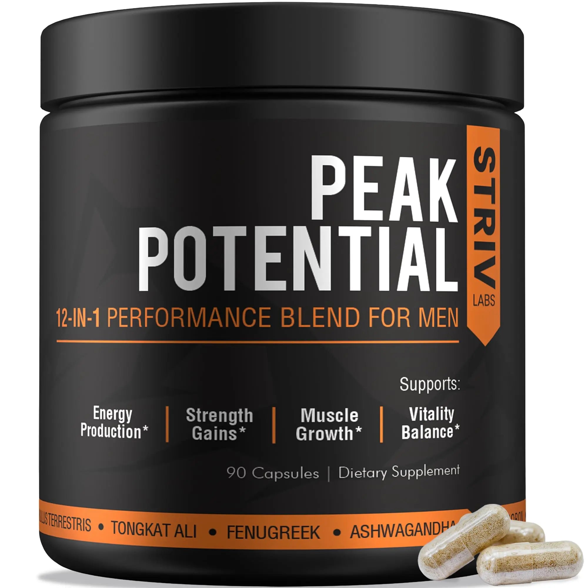 STRIVLABS Peak Potential 12-in-1  Support for Men – Fenugreek, Ashwagandha & Tongkat Ali – Natural Strength STRIVLABS uk supplements