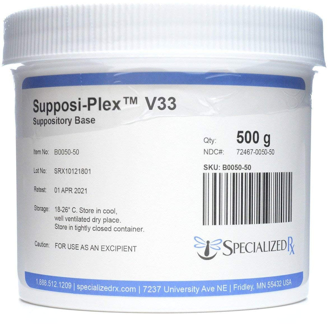 Supposi-Plex™ V33 Suppository Base (500g) SpecializedRx uk supplements