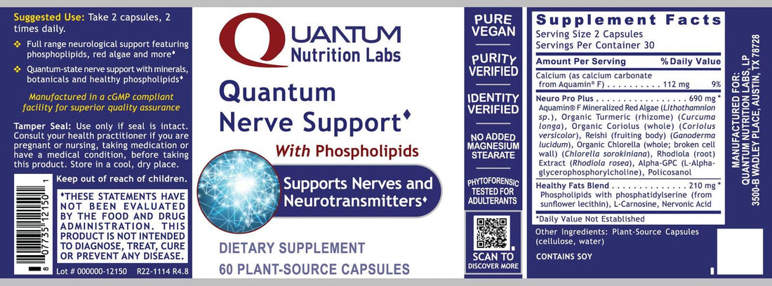 Quantum Nutrition Labs Nerve Support - Nerve Health Supplements, Brain Supplements, Nootropic with Rhodiola Rosea, Brain & Nerve Health - 60 Vegetarian Capsules Quantum Nutrition uk supplements