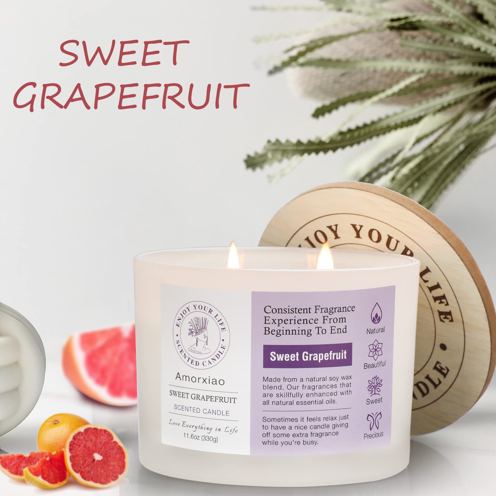 3 Pack Candles for Home Scented, 34.8 oz 240 Hour Long Lasting Candles Set, Grapefruit &Lavender ROSIANS uk supplements