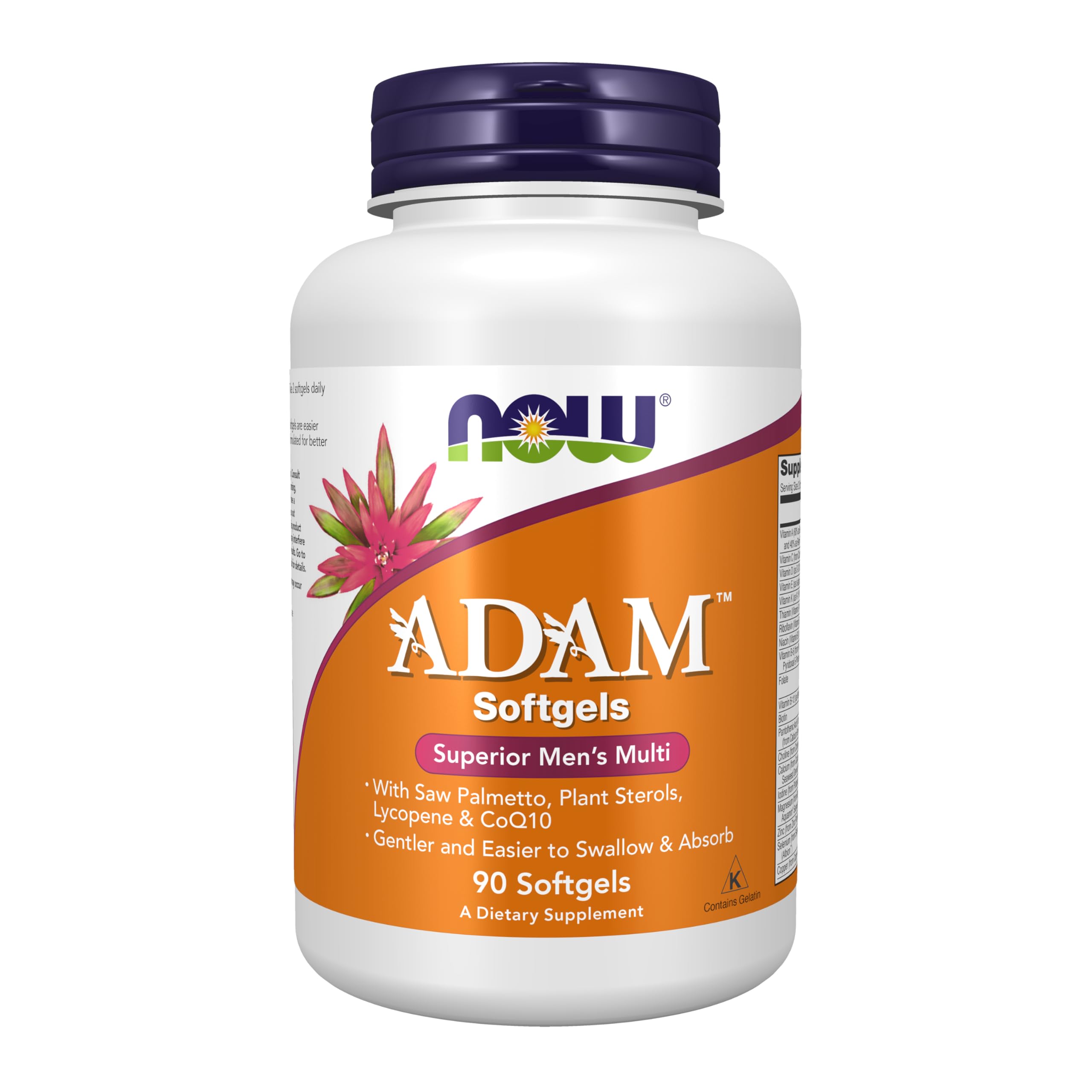 NOW Supplements, ADAM™ Men's Multivitamin with Saw Palmetto, Plant Sterols, Lycopene & CoQ10, 90 Softgels NOW Foods uk supplements