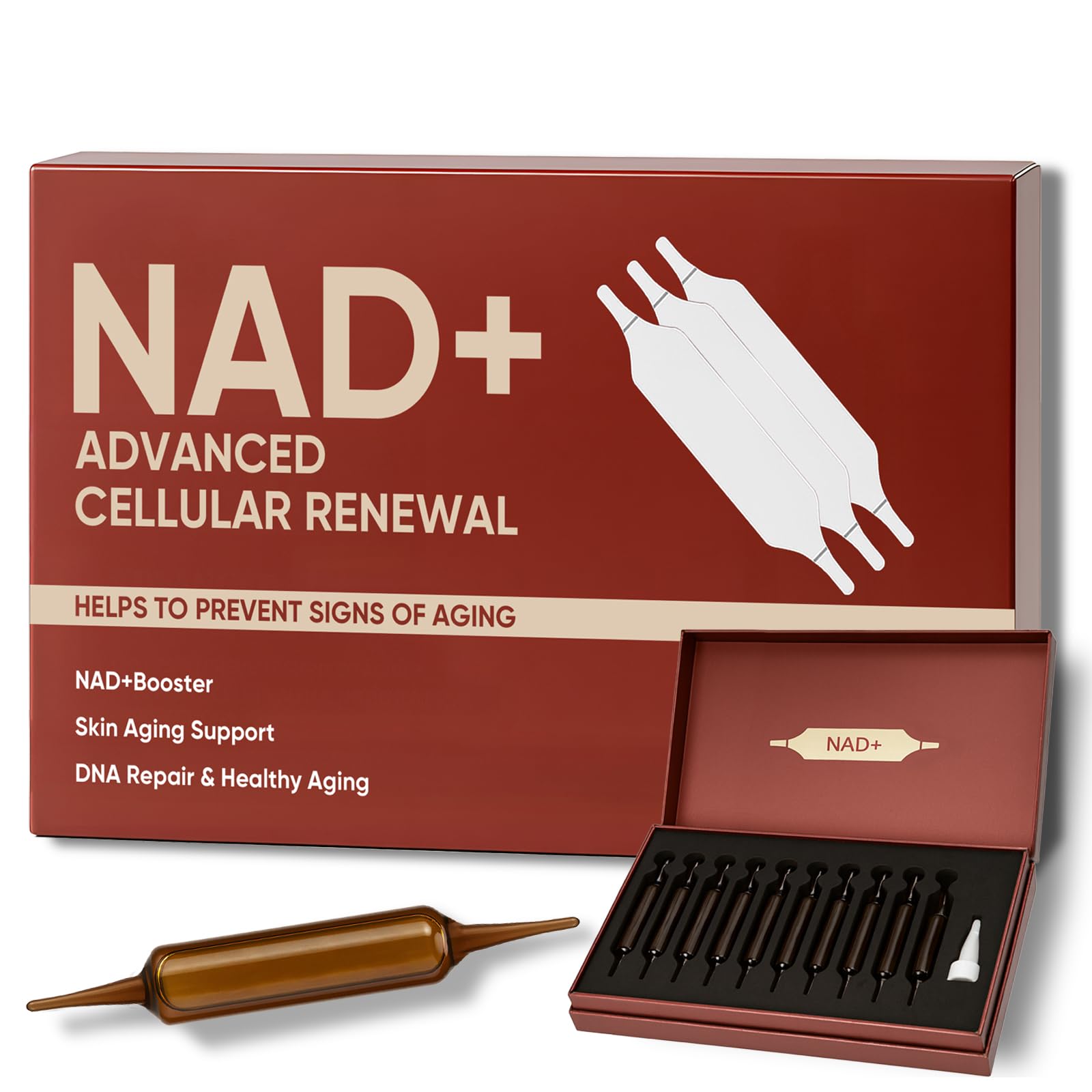 NAD+Advanced Cellular Renewal - 1200mg NAD+Liquid Supplements for Energy & Focus - 10 Vials (1) Lexenic uk supplements