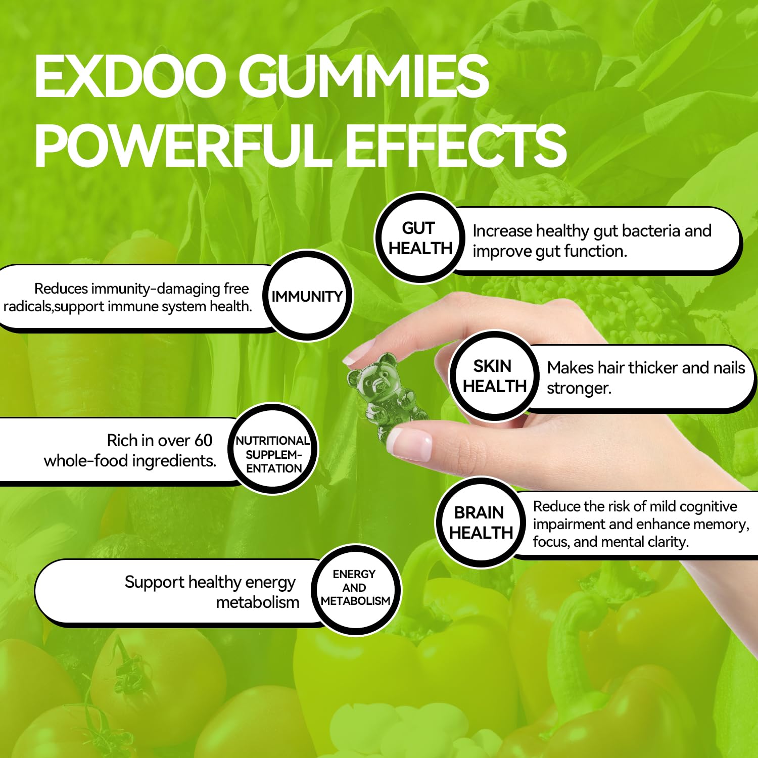 exdoo Super Greens Fiber Gummies Multivitamin Superfood Gummy with Spirulina Chlorella Prebiotic Probiotic Postbiotic for Digestive Health Supplement 15 Packs 120 Gummies exdoo uk supplements