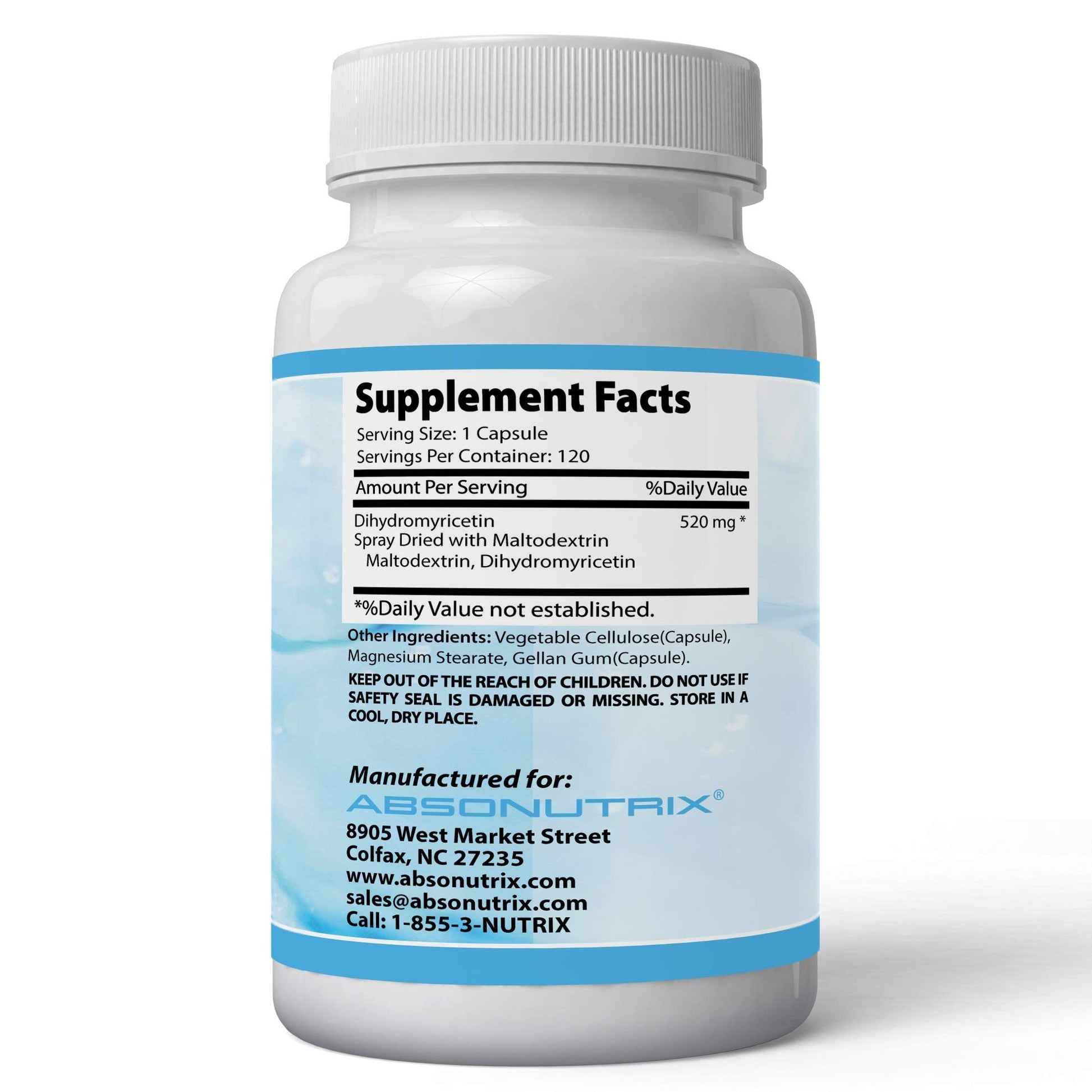 Absonutrix Dihydromyricetin - 520 mg, 120 Servings, Made in USA, Quick Absorption, Quality Potent Ingredients, Third-Party Tested, Non-GMO, GMP Certified, Cruelty Free Products Absonutrix uk supplements
