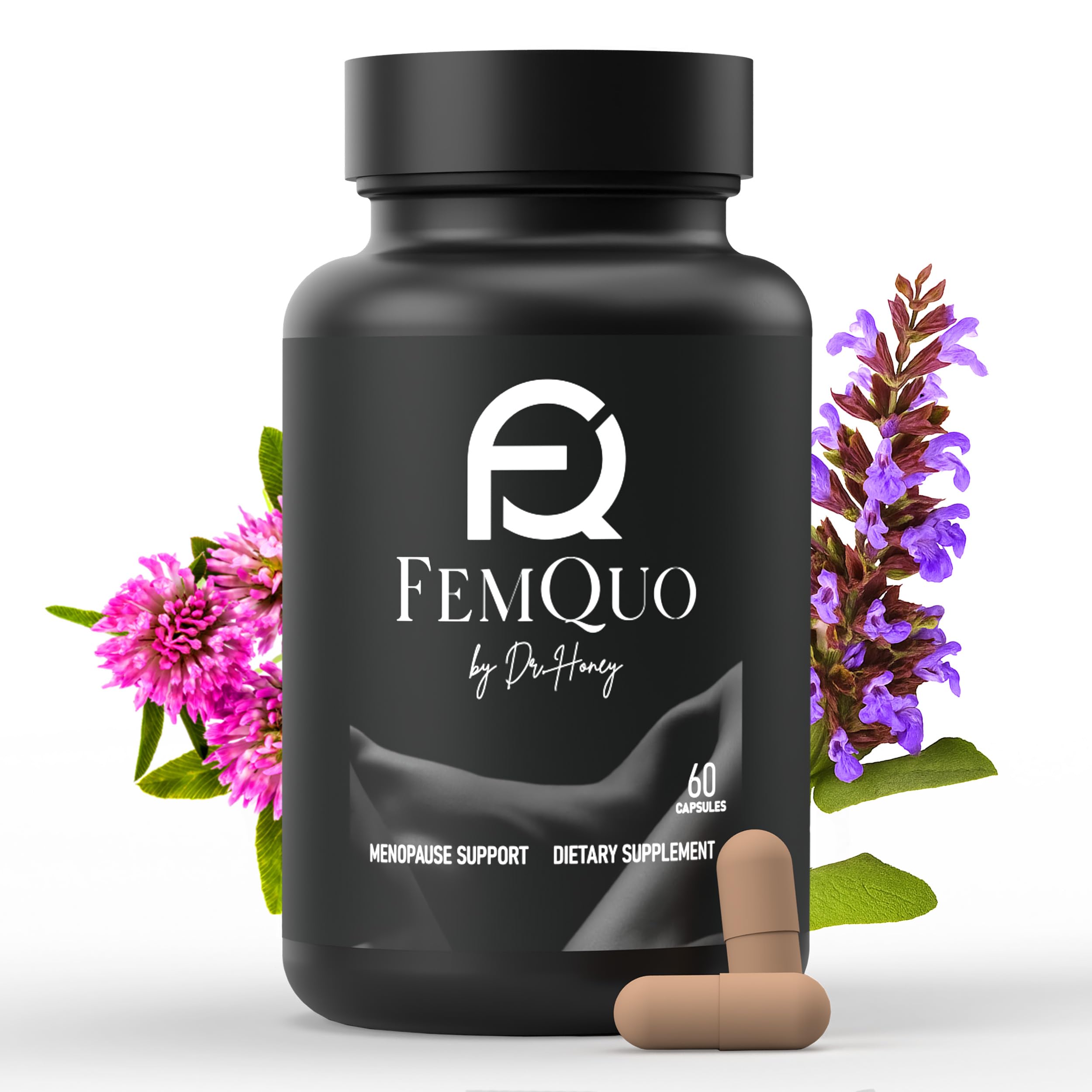 FemQuo by Dr. Honey Menopause & Perimenopause Support for Women Non Hormonal OBGYN Formulated with Rhapontic Rhubarb Red Clover Hops &Sage to Help Hot Flashes Night Sweats Sleep and Mood 60 Capsules FemQuo by Dr. Honey uk supplements