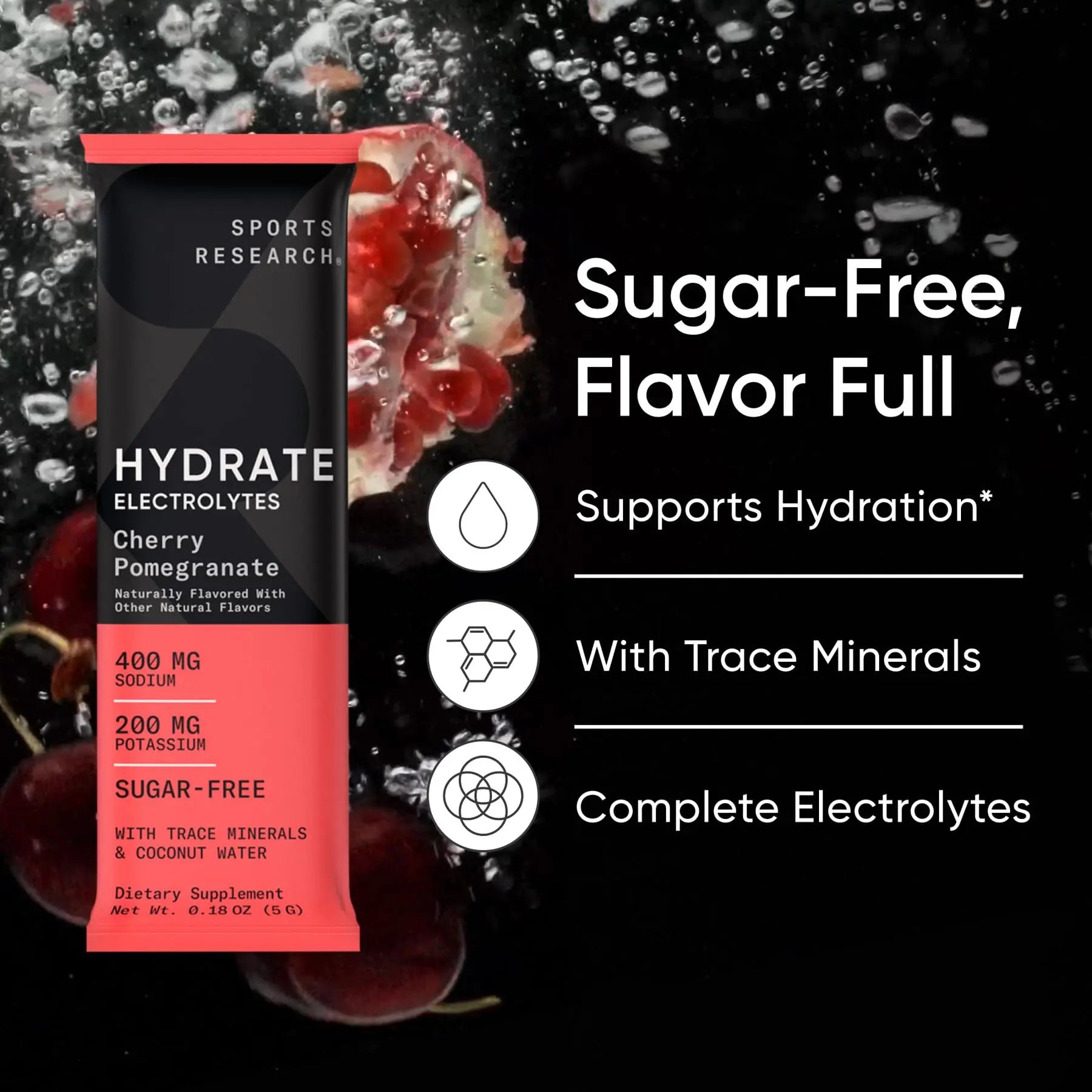 Sports Research® Hydrate Electrolytes Powder Packets - Sugar-Free & Naturally Flavored with Vitamins, Minerals, and Coconut Water - Supports Hydration - 16 Packets - Variety Pack Sports Research uk supplements