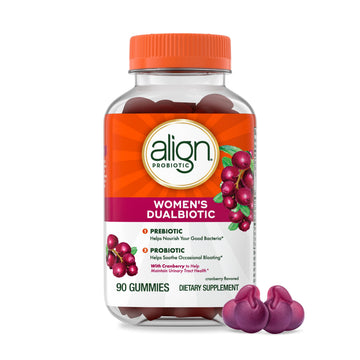 Align Probiotic, Women's Dualbiotic, Womens Probiotic Gummies, Prebiotics and Probiotics for Women, with Cranberry for Urinary Tract Health*, Cranberry Flavor, 90 Gummies Align uk supplements