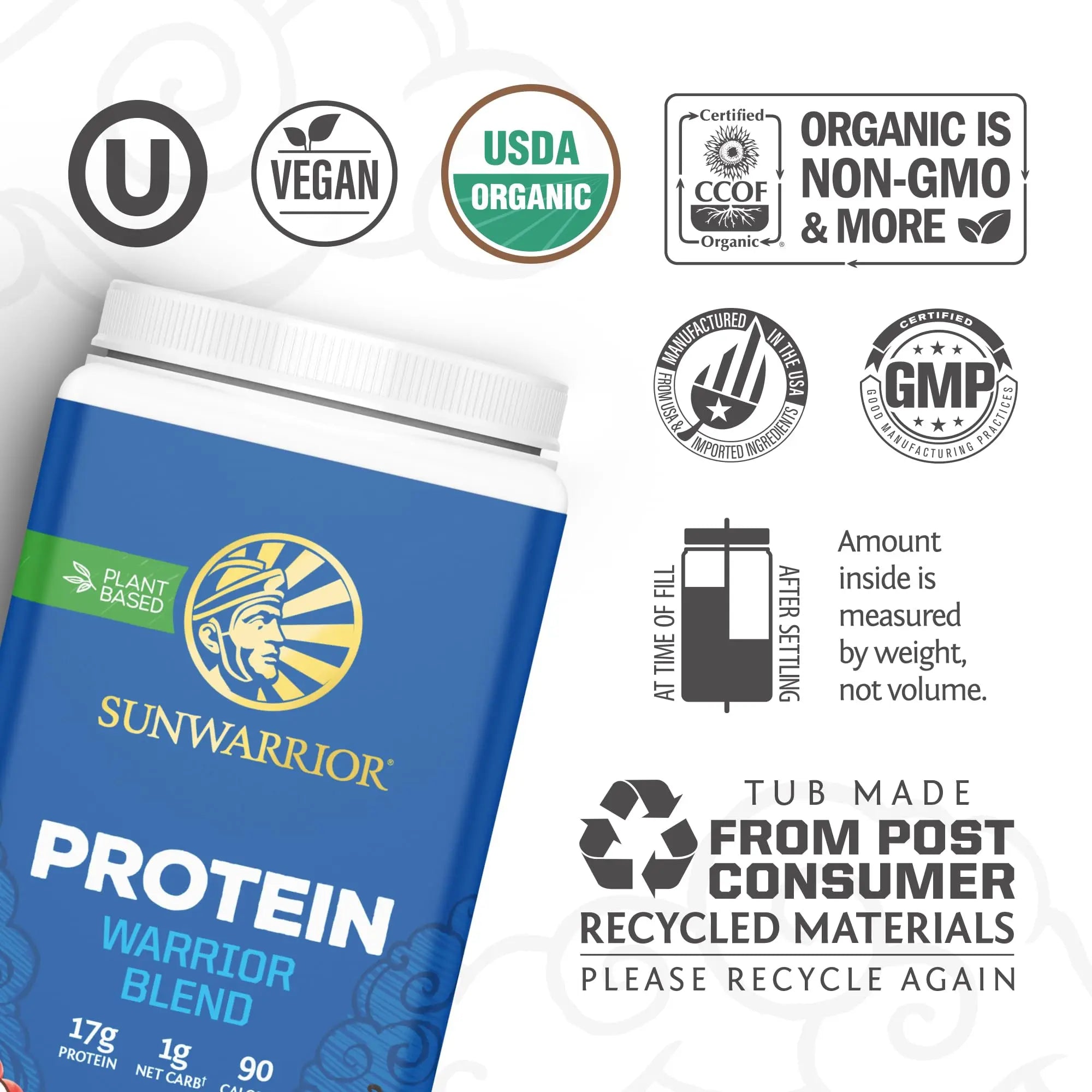 Sunwarrior Vegan Protein Powder Organic Plant-Based Protein | BCAA Amino Acids Hemp Seed Plant Protein | Soy Free Dairy Free Gluten Free Synthetic Free Non-GMO Sunwarrior uk supplements