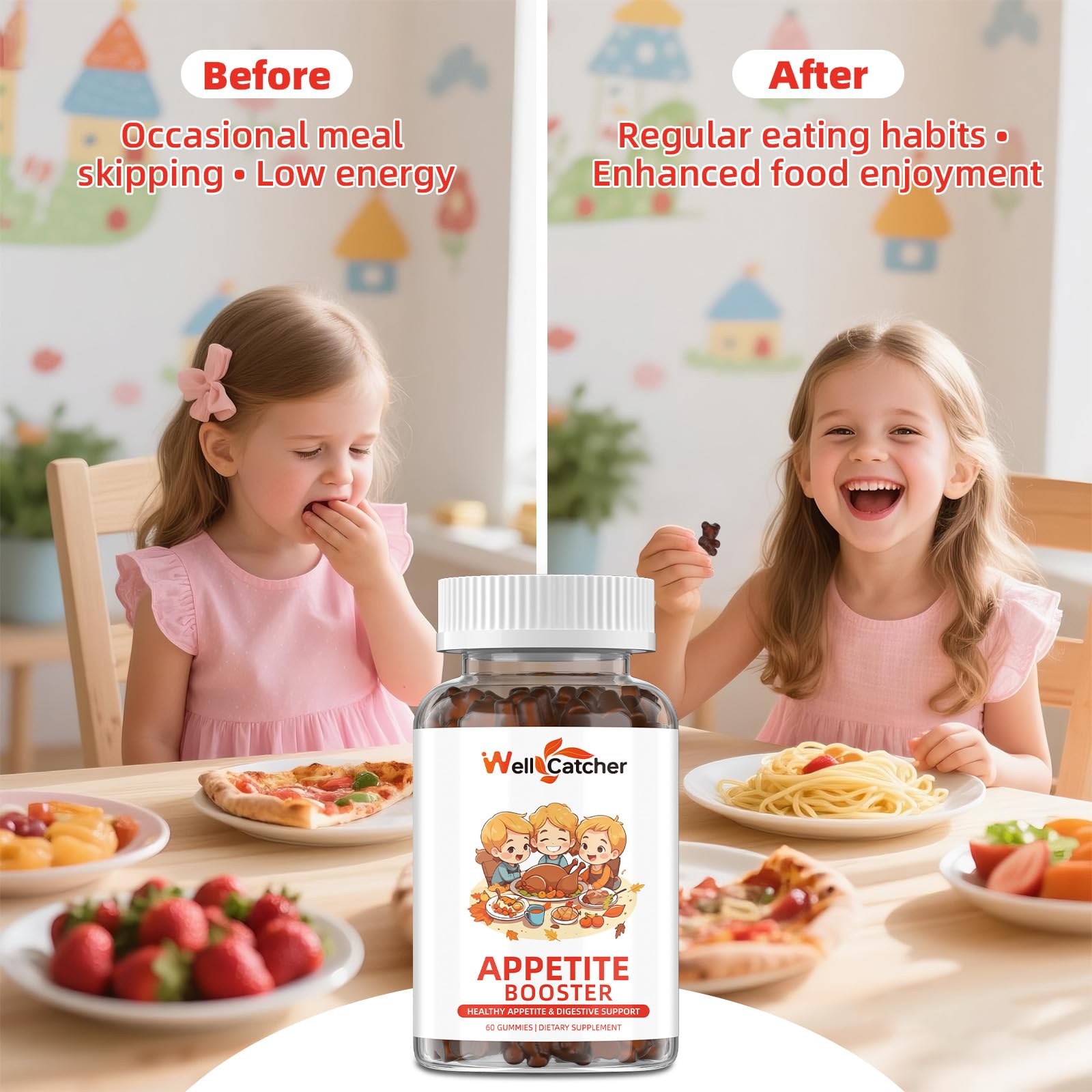 Appetite Booster Gummies for Kids Adults: Appetite Support Supplement with Bromelain Hawthorn Zinc Vitamin B12 for Healthy Digestive & Nutritional Balance, Sugar Free Mixed Fruit Flavor Vegan 30 Days Wellcatcher uk supplements
