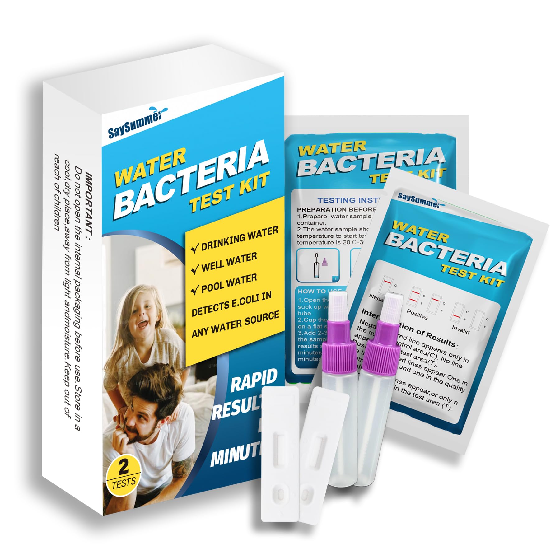 Water Bacteria Test Kit for Drinking Water: Results in 15 Minutes Coliform Bacteria Water Test Kit 2 Counts for Any Water Source Including Well Water Pool Water SaySummer uk supplements