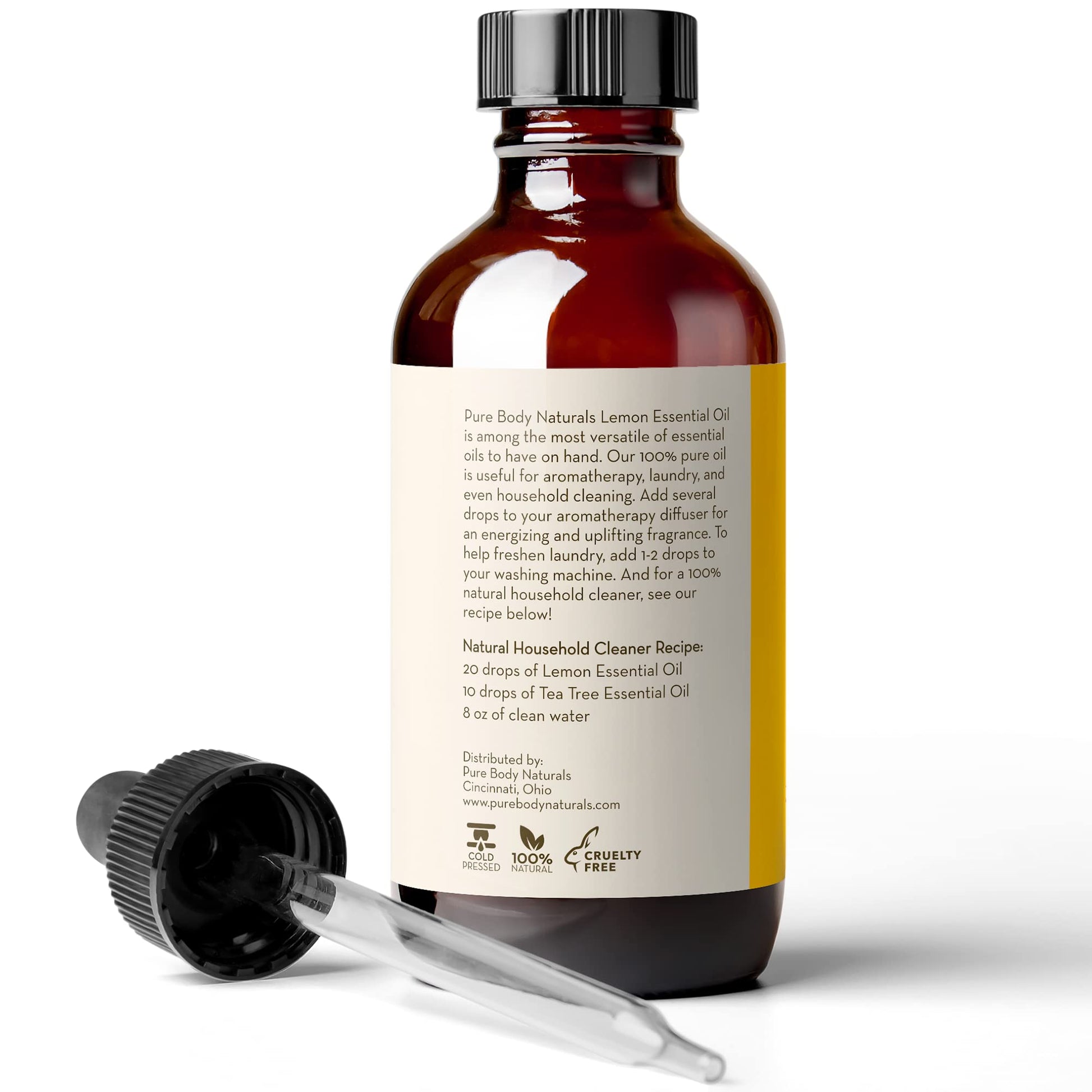Lemon Essential Oil, 4 fl oz - 100% Pure & Undiluted Lemon Oil for Diffuser and DIY - Natural Deodorizer Pure Body Naturals uk supplements