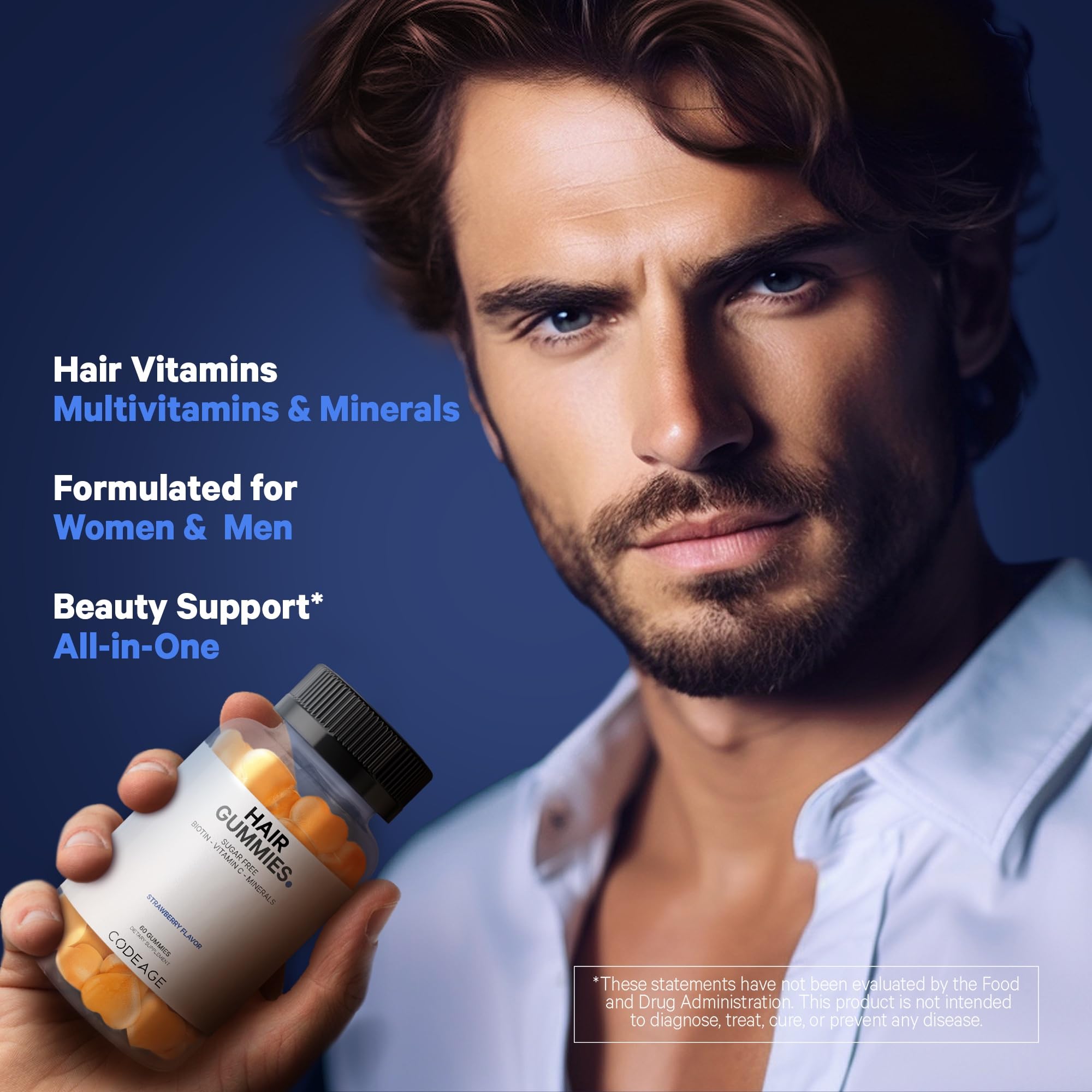 Codeage Hair Gummies, Biotin 5000 mcg, Sugar Free Growth Gummy Vitamins A, C, B6, B12, D3, Zinc, Inositol Supplement Codeage uk supplements