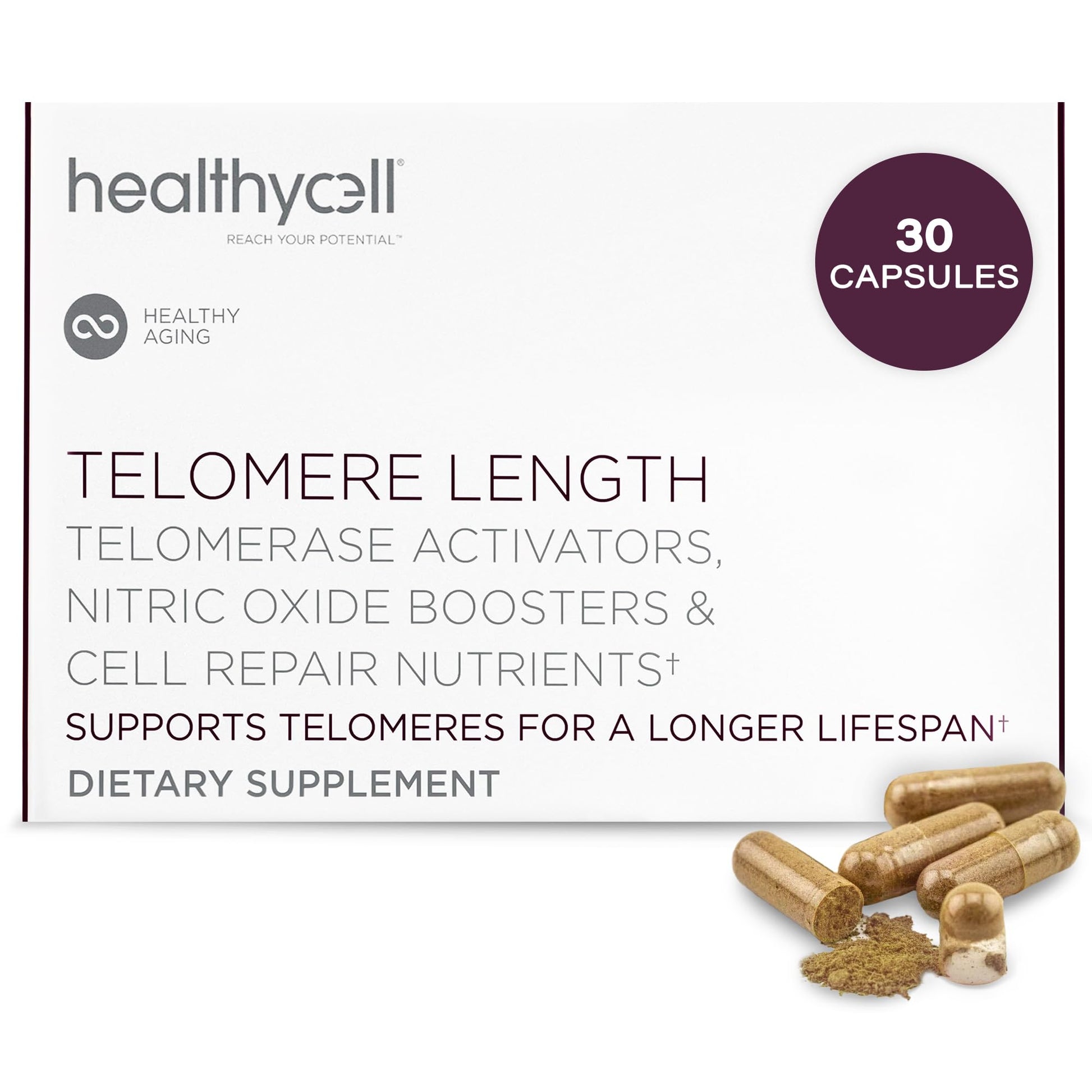Healthycell Telomere Length Supplement - Anti-Aging Telomere Lengthening Supplements with Phytonutrients & Vitamins for Cellular Health - AC-11, Astragalus & Resveratrol - 30 Capsules Healthycell uk supplements