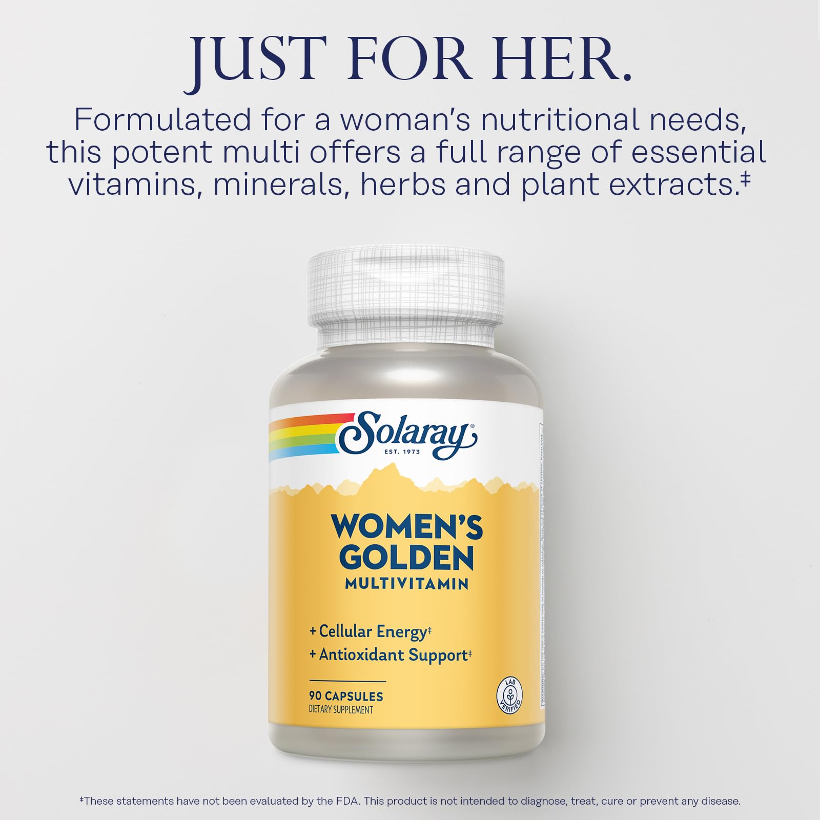 SOLARAY Women's Golden Multivitamin Supplement - Daily Wellness Vitamins for Women, Nutrient Rich, Cellular Energy Support Caps, Complex with Vitamins A, C, D, & E, Biotin, Calcium & More- 90 Capsules SOLARAY uk supplements