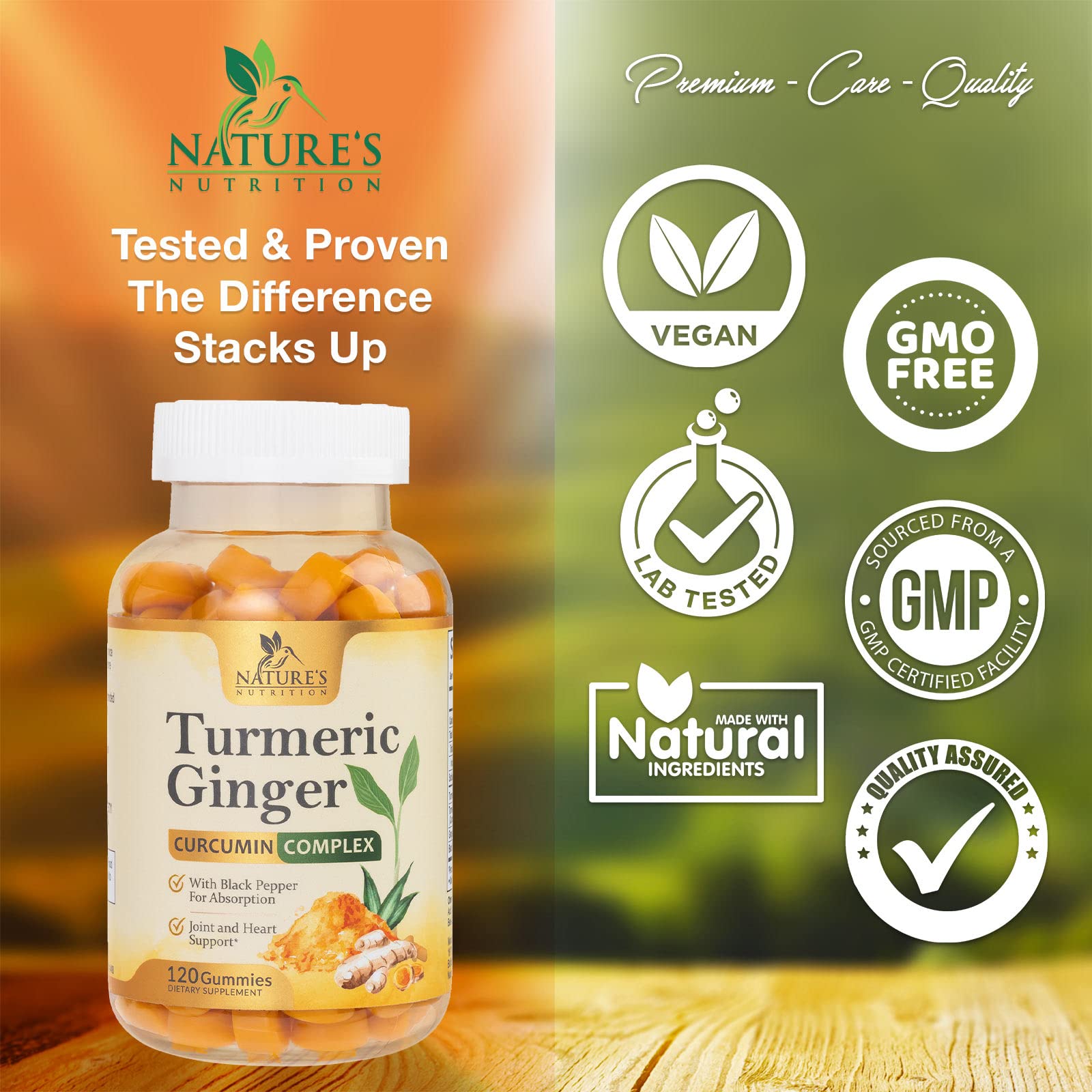 Turmeric Ginger Gummies - Vegan Turmeric Curcumin Gummy with 95% Curcuminoids Nature's Nutrition uk supplements