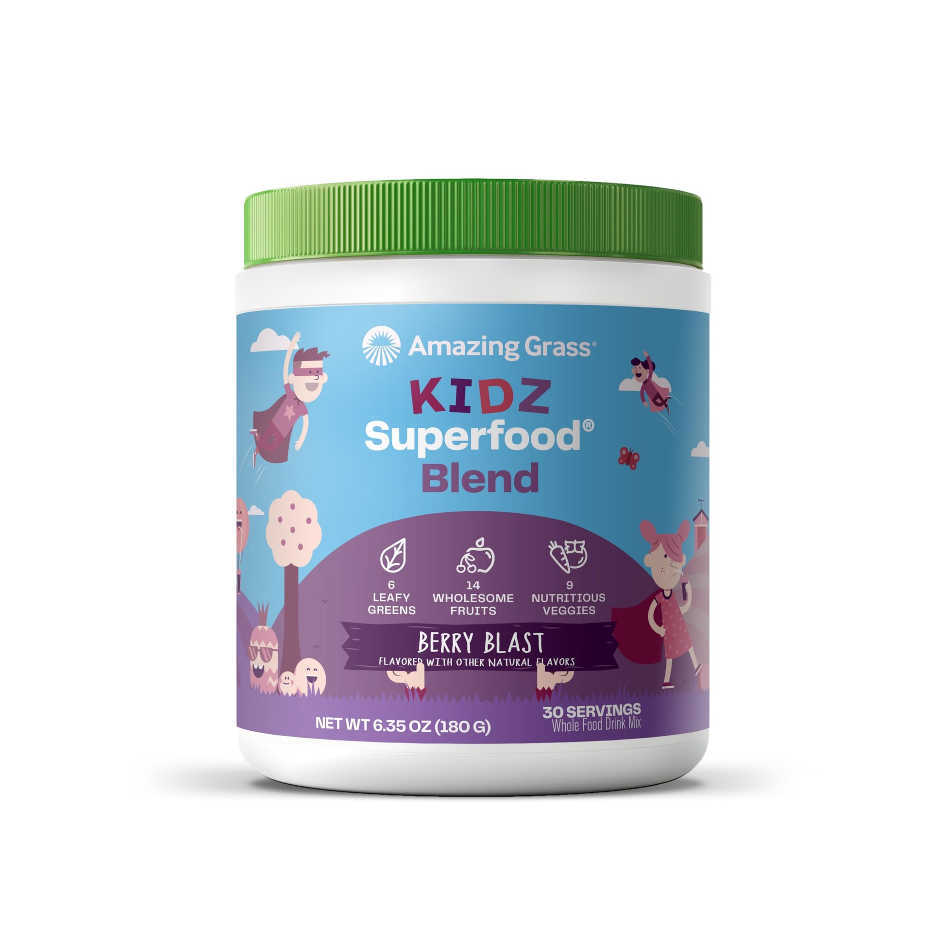 Amazing Grass Kidz Superfood: Organic Greens, Fruits, Veggies, Beet Root Powder & Probiotics for Healthy Kids, Berry Blast, 30 Servings Amazing Grass uk supplements
