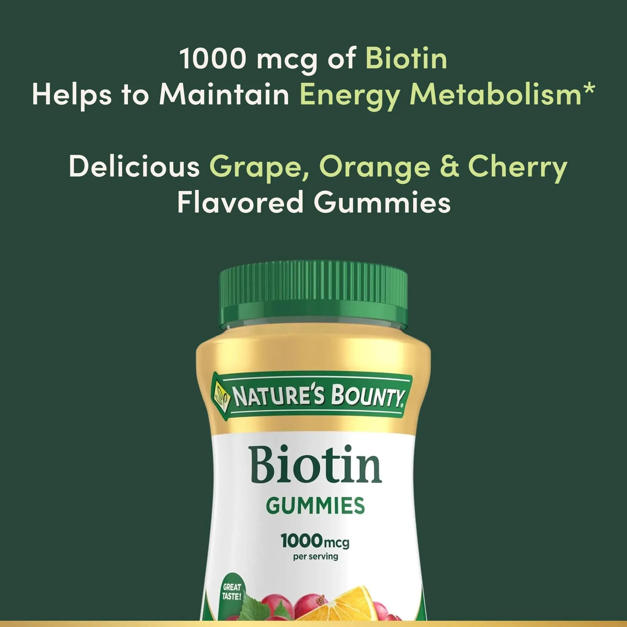Nature's Bounty Biotin Gummy, Vitamin Supplement, Supports Healthy Hair, Skin, and Nails, Fruit Flavored Gummies, 1000 mcg, 110 Count Nature's Bounty uk supplements