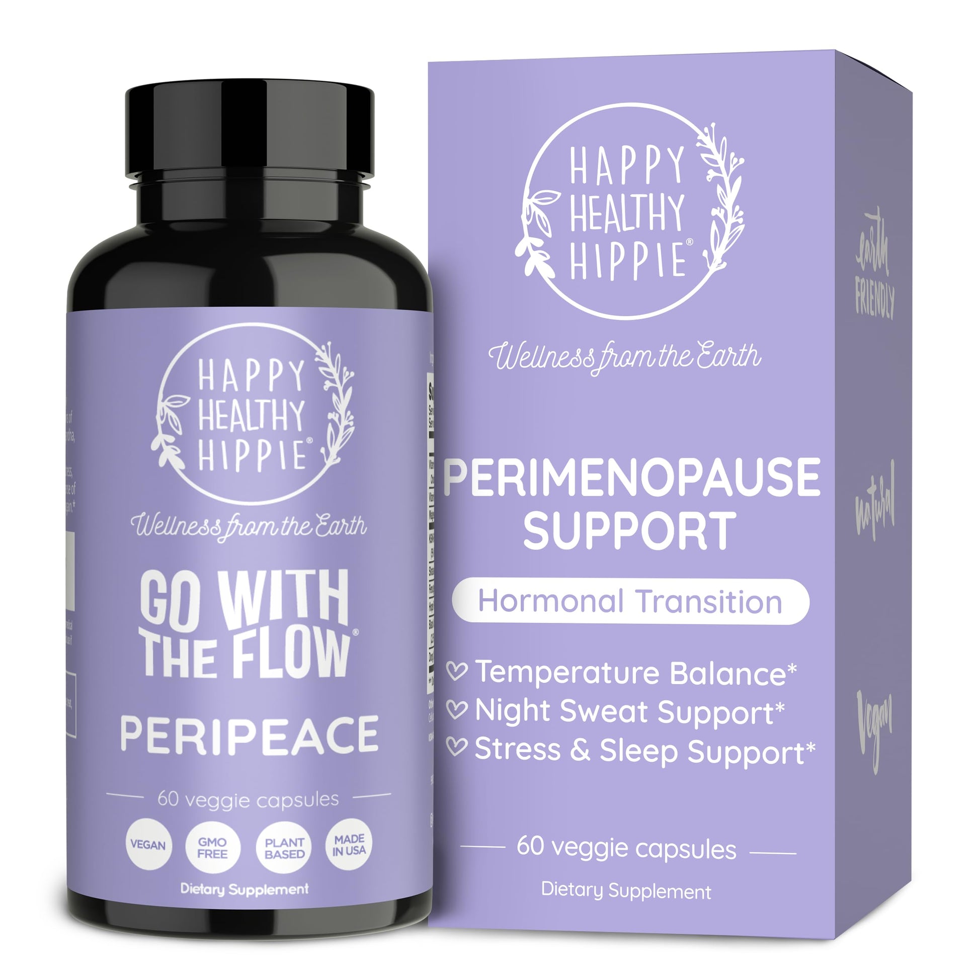 Perimenopause Supplements for Women | Hot Flash, Night Sweat, Mood & Sleep Support | Vegan Hormone Balance Capsules with KSM-66 Ashwagandha, Shatavari & Black Cohosh | Estrogen-Free, 60ct Happy Healthy Hippie uk supplements