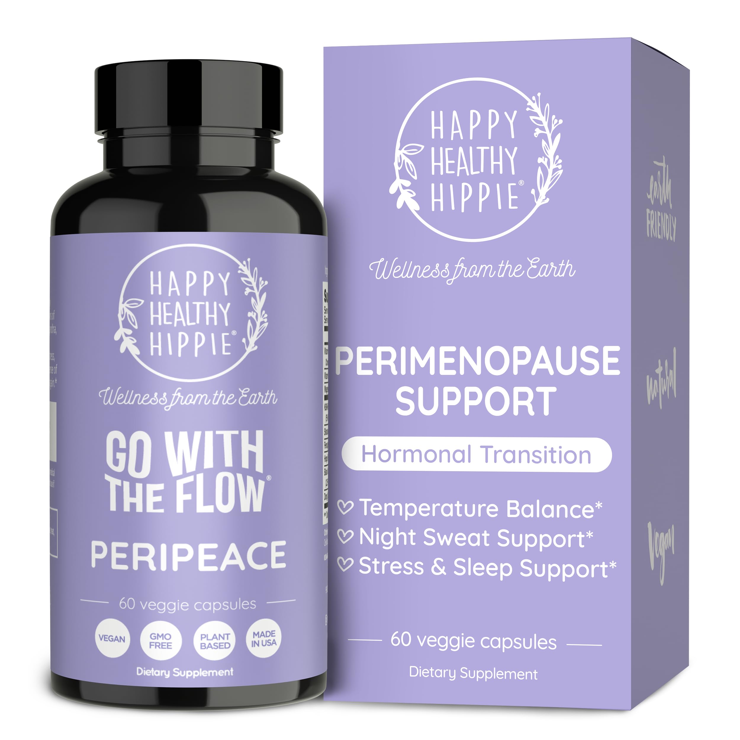 Perimenopause Supplements for Women | Hot Flash, Night Sweat, Mood & Sleep Support | Vegan Hormone Balance Capsules with KSM-66 Ashwagandha, Shatavari & Black Cohosh | Estrogen-Free, 60ct Happy Healthy Hippie uk supplements
