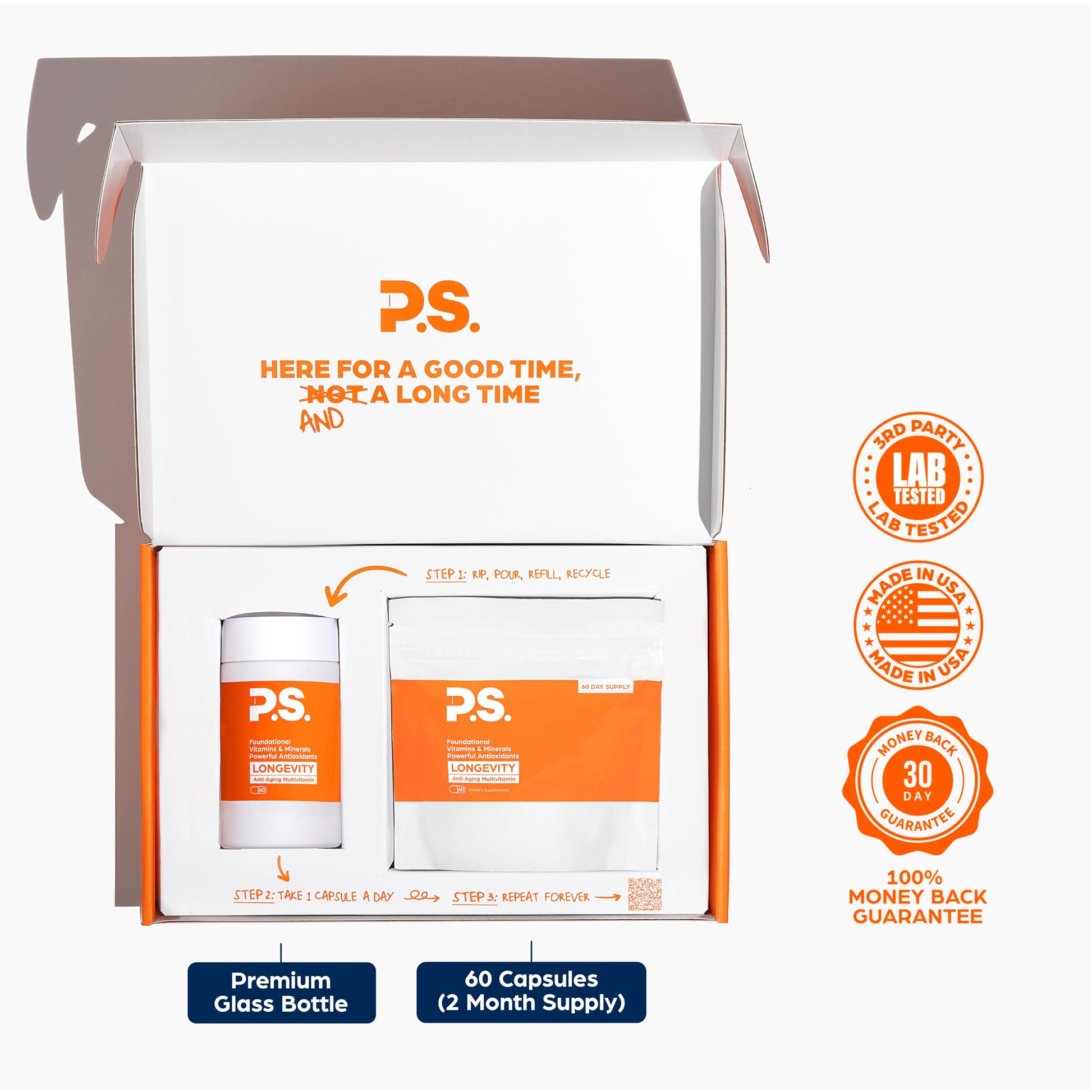 PS Longevity Supplement – Anti-Aging Multivitamin for Men & Women – Premium Methylated B Vitamins, CoQ10, NR, Urolithin A & Natural Antioxidants – Cellular Health, Energy & Memory – 2 Month Supply PS uk supplements