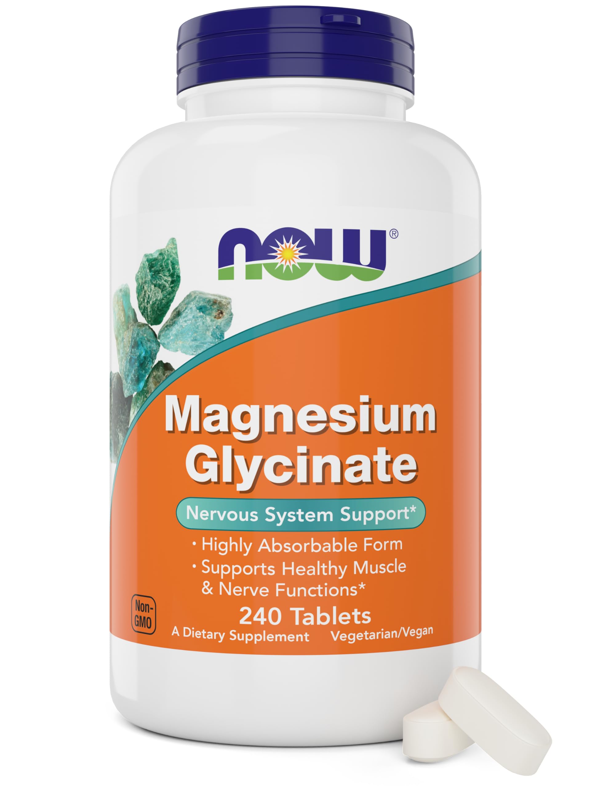 Now Foods Magnesium Glycinate, 240 Tablets - Supports Healthy Muscle and Nerve Functions - Non-GMO NOW Foods uk supplements