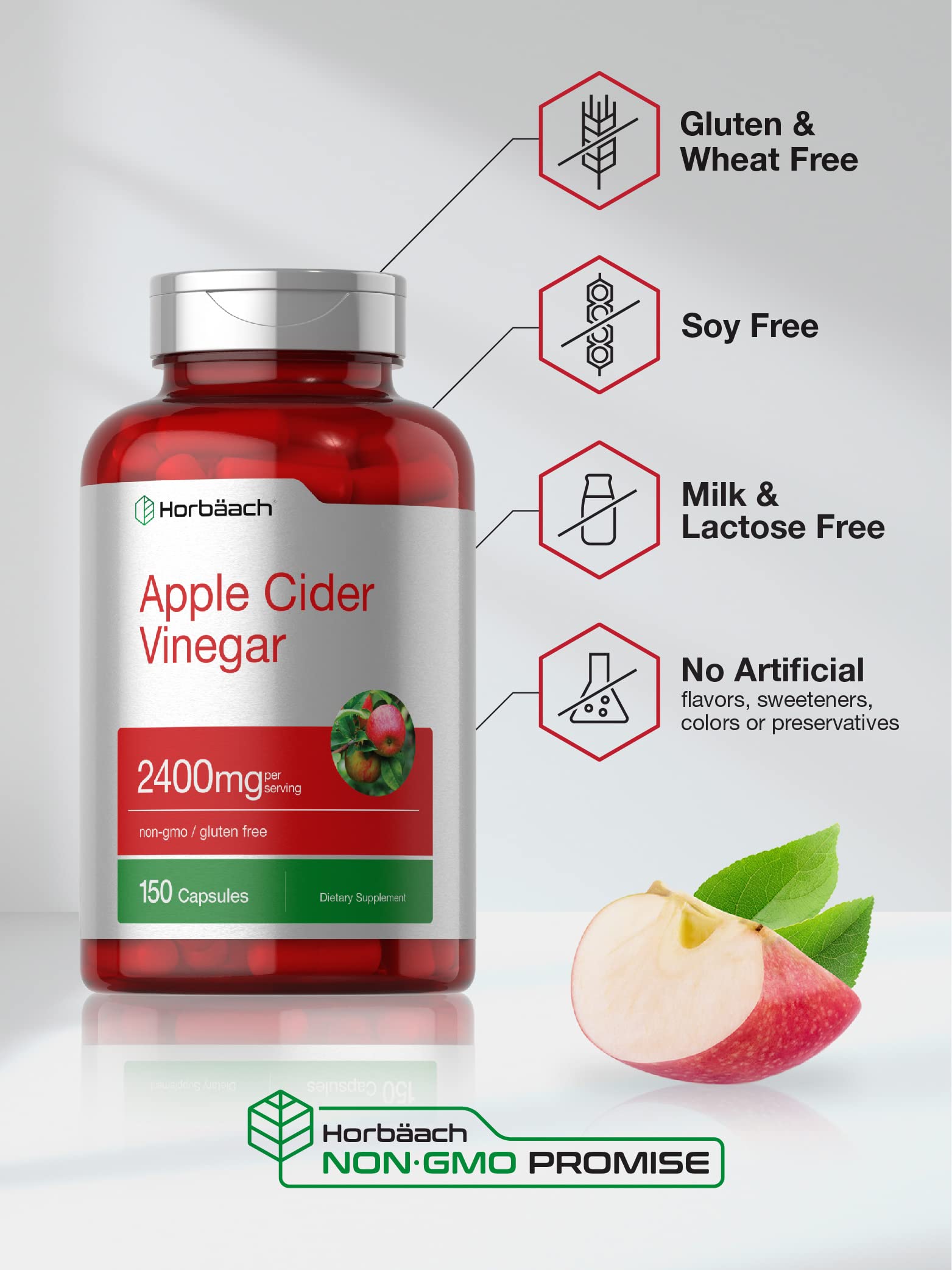 Apple Cider Vinegar Capsules | 2400mg | 150 Count | Non-GMO, Gluten Horbäach uk supplements