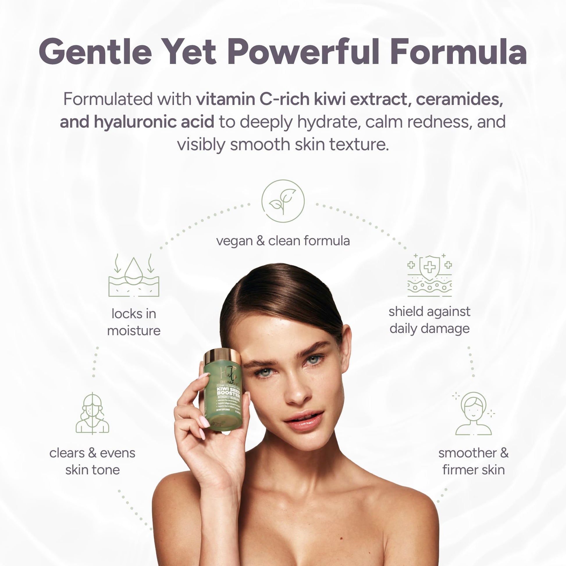 Halo Beauty Kiwi Seed Booster Skin Supplement Refill Pack | Anti-Aging Hydration & Glowing Skin Support with Kiwi Seed, Vitamin C, D3 & Zinc | Vegan Collagen Support Capsules | 1-Month Supply Halo Beauty uk supplements