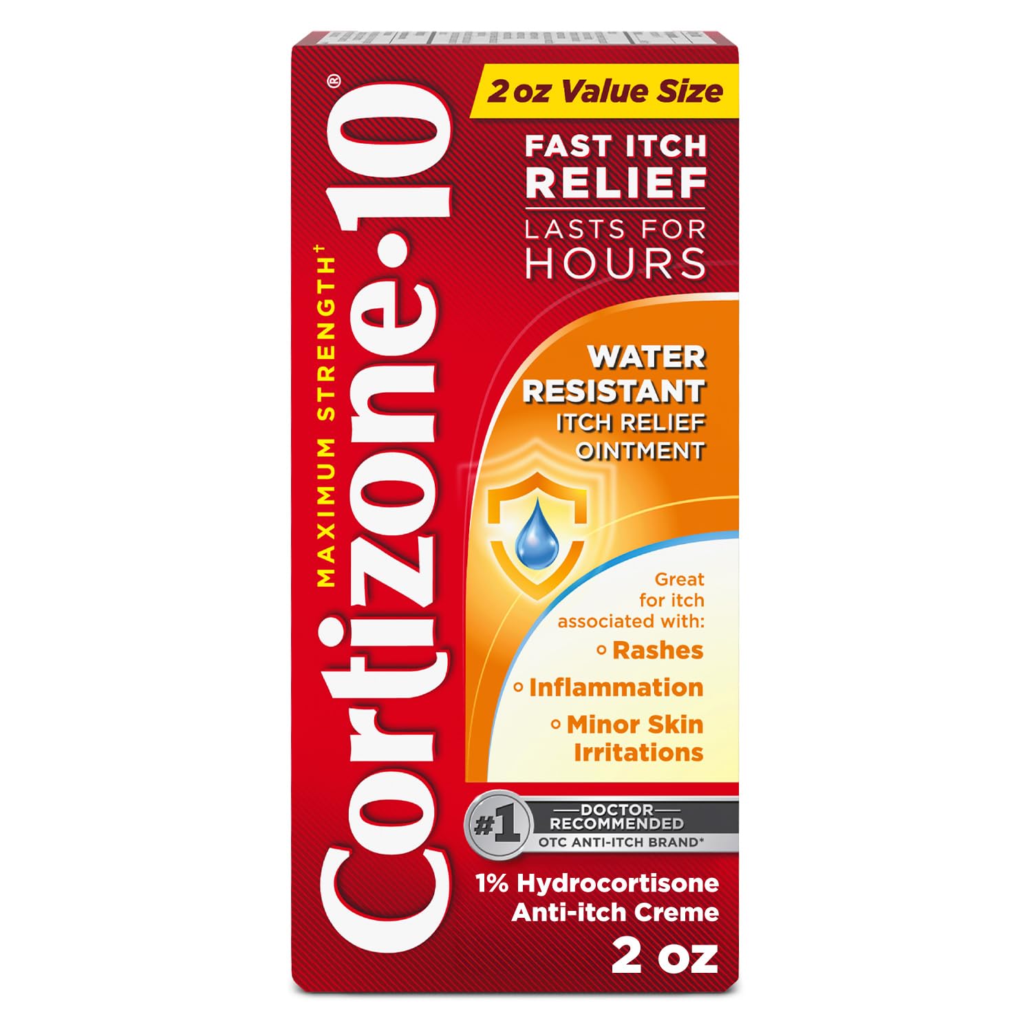 Cortizone-10 Maximum Strength Water Resistant Itch Relief Ointment, 1% Hydrocortisone, Fast-Acting, Anti-Itch Cream for Bug Bites, Rash, Eczema, Psoriasis, Poison Ivy, Oak, Sumac & More, 2 oz Cortizone 10 uk supplements