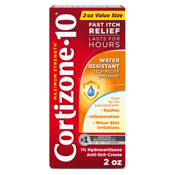 Cortizone-10 Maximum Strength Water Resistant Itch Relief Ointment, 1% Hydrocortisone, Fast-Acting, Anti-Itch Cream for Bug Bites, Rash, Eczema, Psoriasis, Poison Ivy, Oak, Sumac & More, 2 oz Cortizone 10 uk supplements