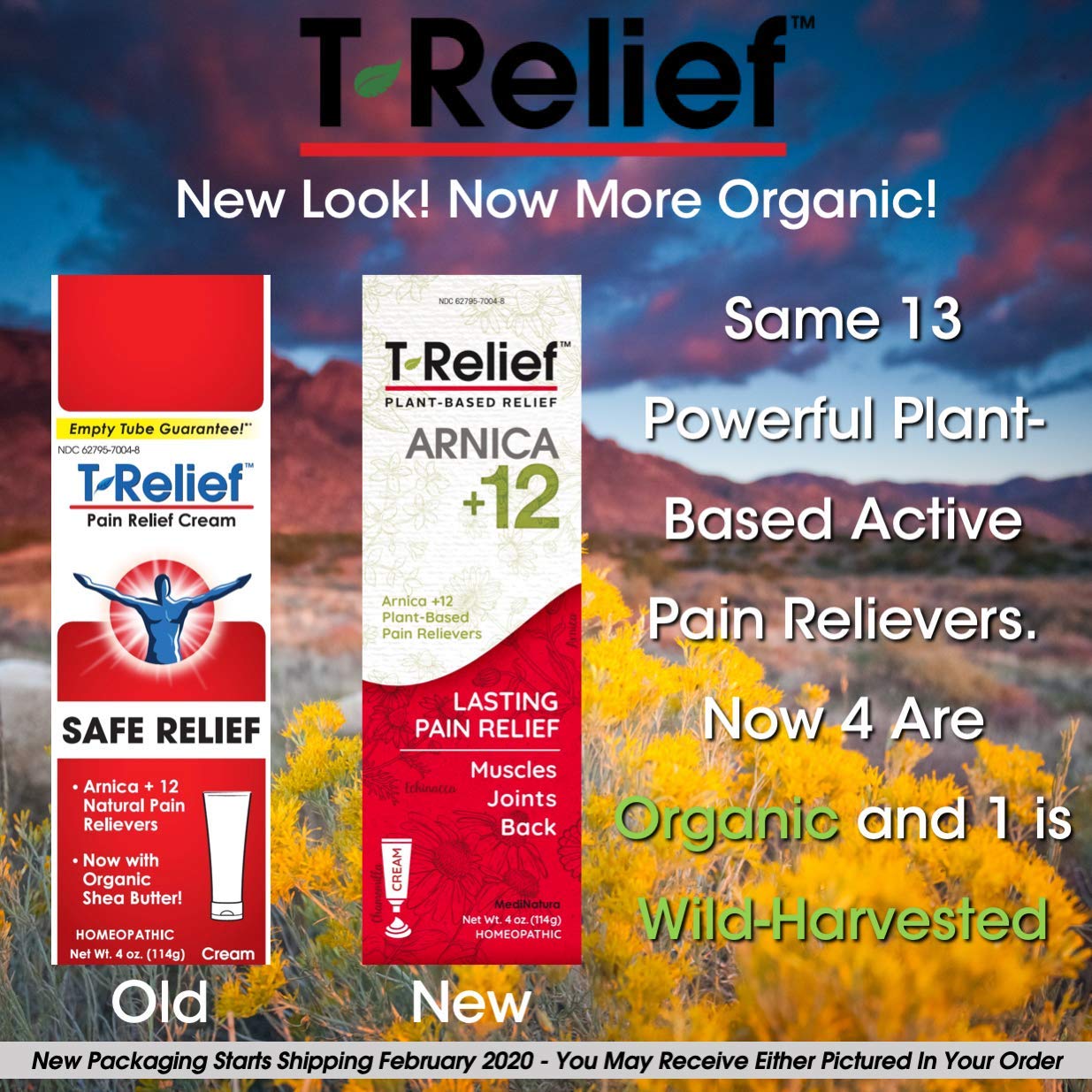 T-Relief Pain Relief cream,[114g] 4 oz MediNatura uk supplements