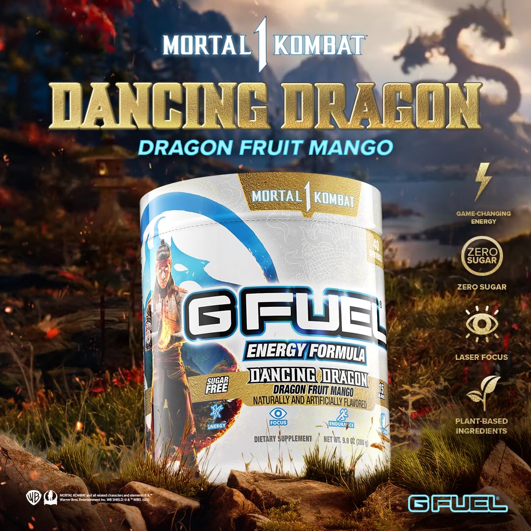 G fuel Mortal Kombat Dancing Dragon Energy Powder, Sugar Free, Clean Caffeine Focus G fuel uk supplements
