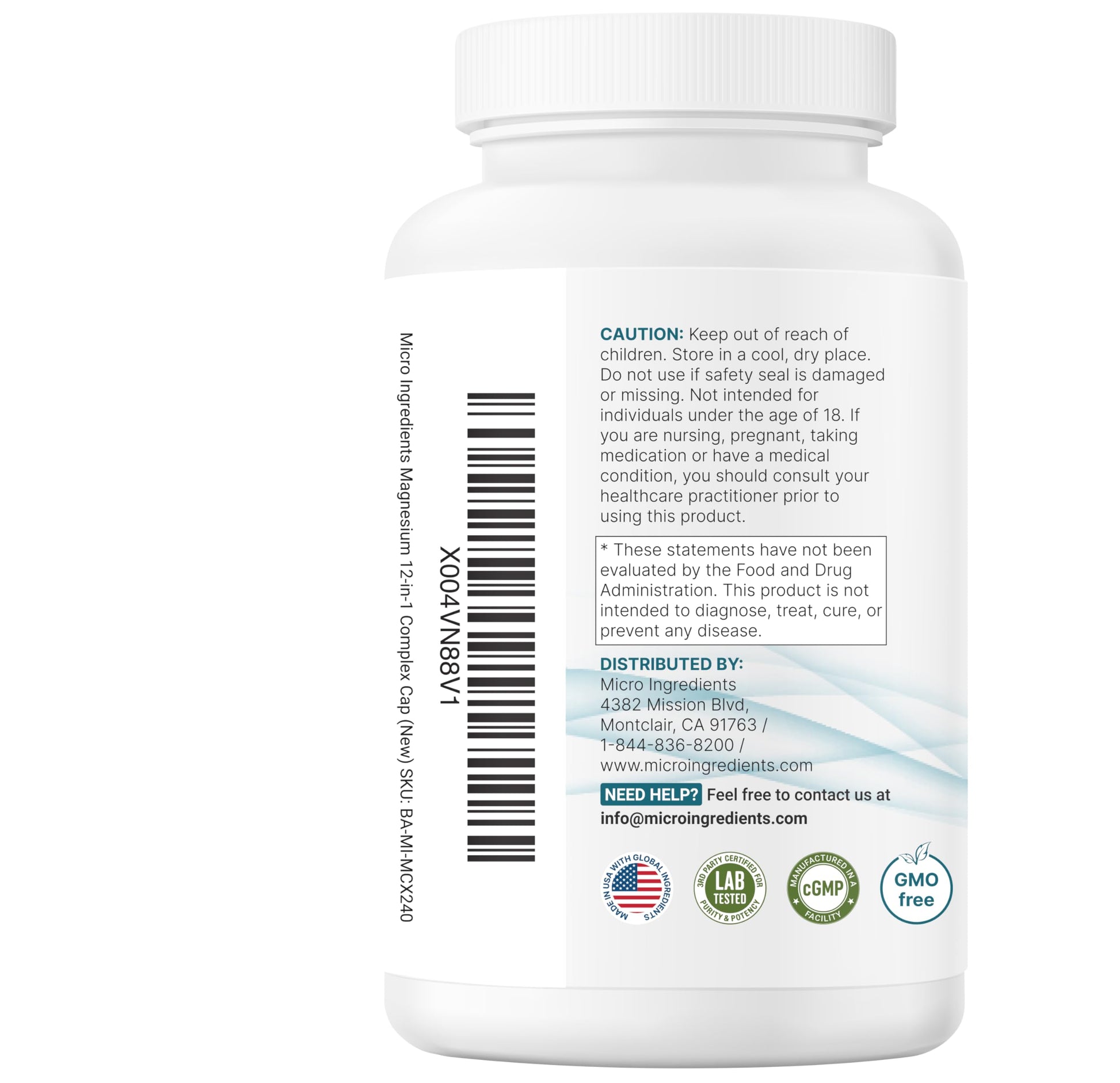 Micro Ingredients 12‑in‑1 Magnesium Complex 1000 mg, 240 Capsules – Magnesium Glycinate, Citrate, Taurate, Malate & More – High Absorption Formula for Men & Women – Chelated & Purified Micro Ingredients uk supplements