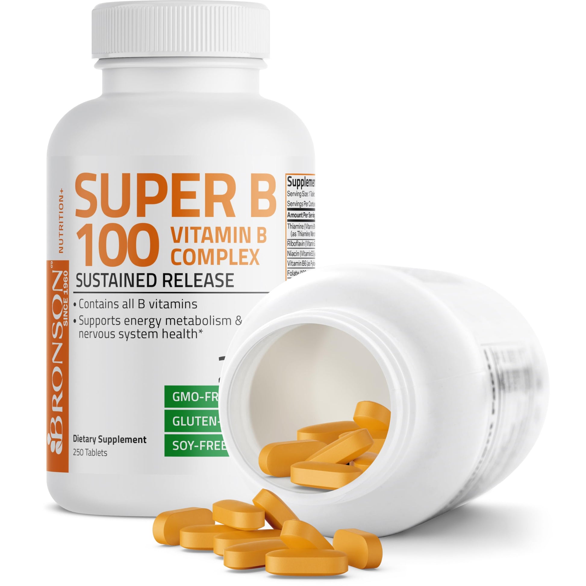 Bronson Super B 100 Vitamin B Complex Sustained Release Contains All B Vitamins Bronson uk supplements