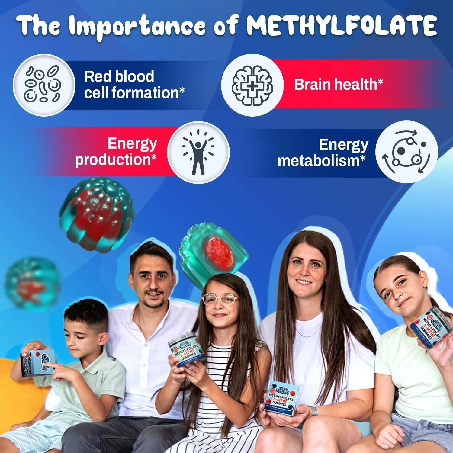 Center-Filled 5-MTHF Folate L-MethylFolate Sugar-Free Gummies - MTHFR Supplement Support with Methylated B1, B6 and Methyl B12 Multivitamins OH MY CHEWY uk supplements