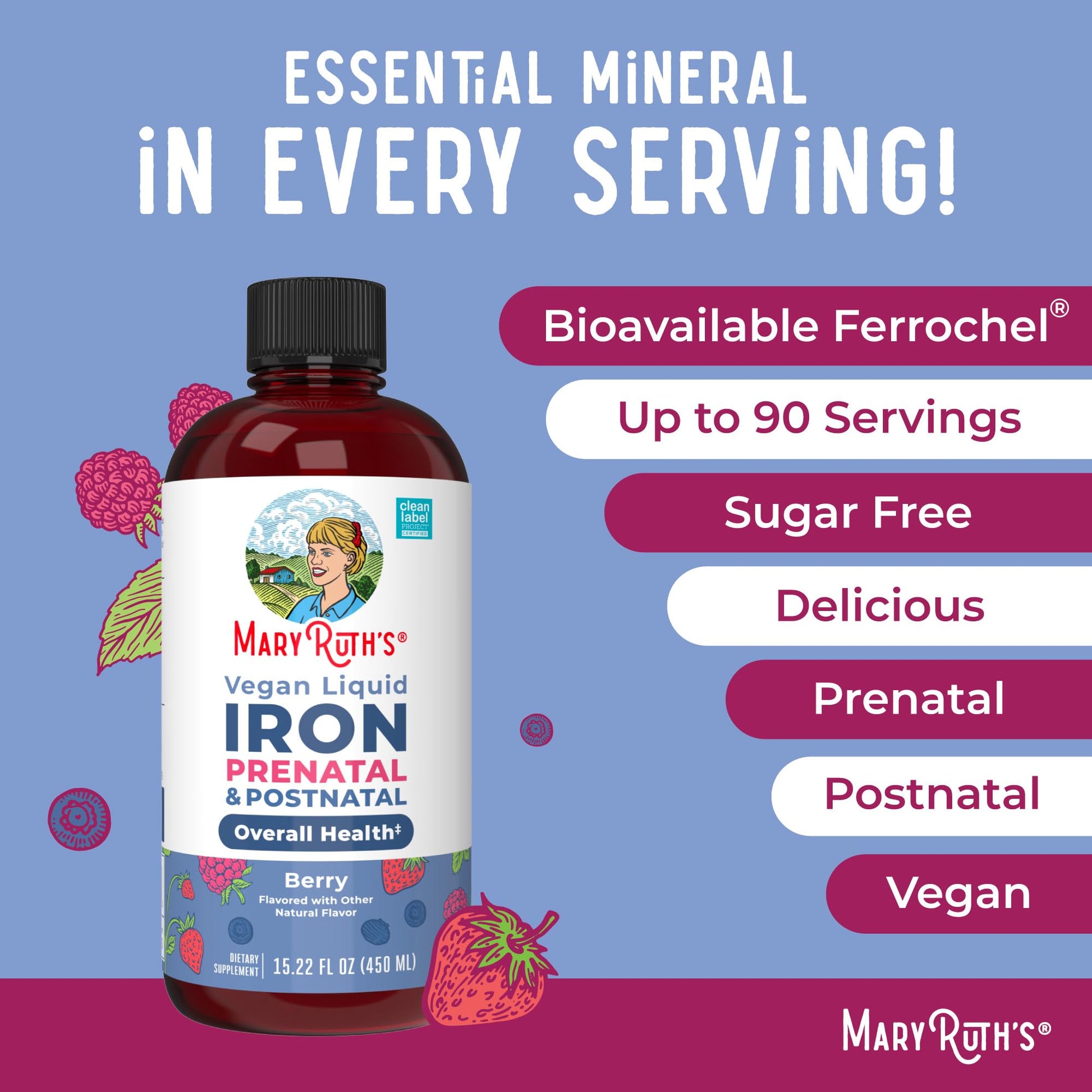 MaryRuth Organics | Liquid Iron Supplement Prenatal & Postnatal for Pregnant & Lactating | Iron Deficiency | Immune Support | Sugar/Gluten Free | Vegan | Non-GMO | 15.22 Fl Oz MARYRUTH'S uk supplements