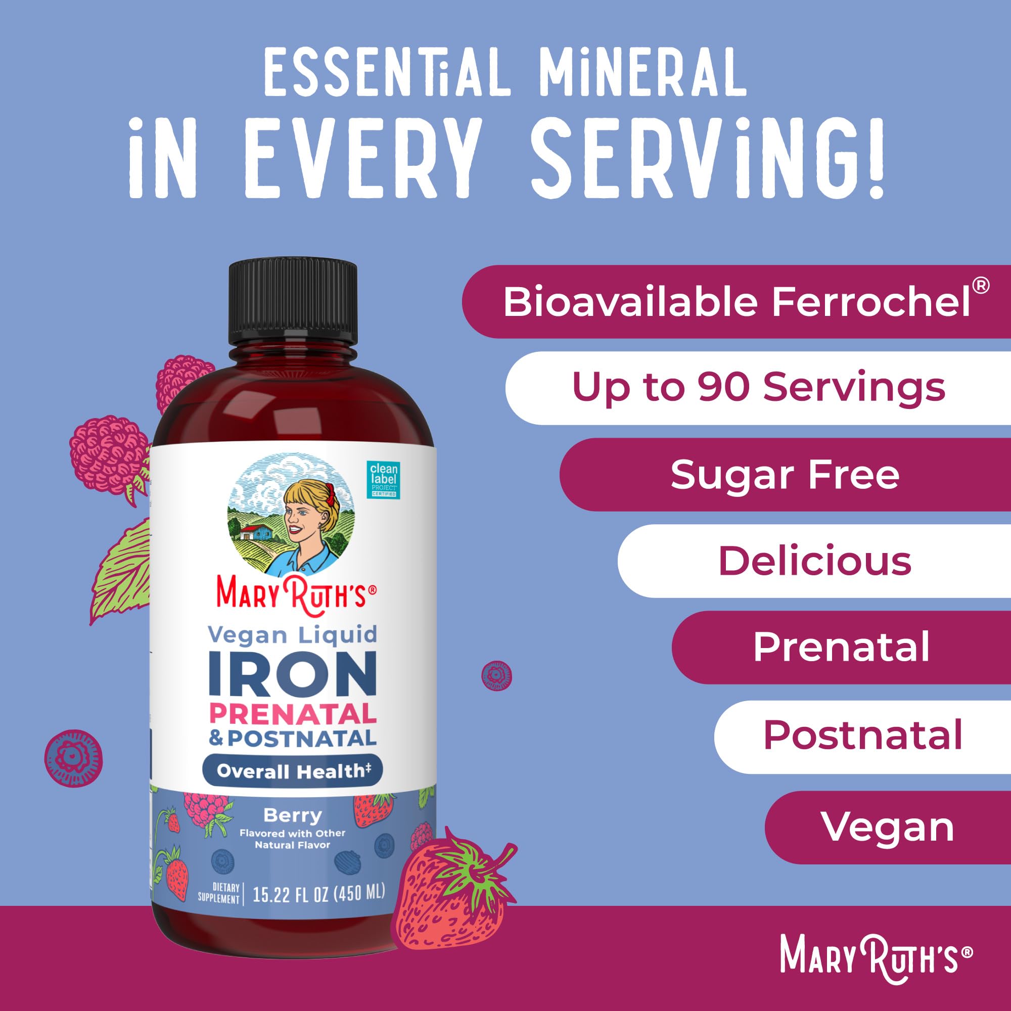MaryRuth Organics | Liquid Iron Supplement Prenatal & Postnatal for Pregnant & Lactating | Iron Deficiency | Immune Support | Sugar/Gluten Free | Vegan | Non-GMO | 15.22 Fl Oz MARYRUTH'S uk supplements