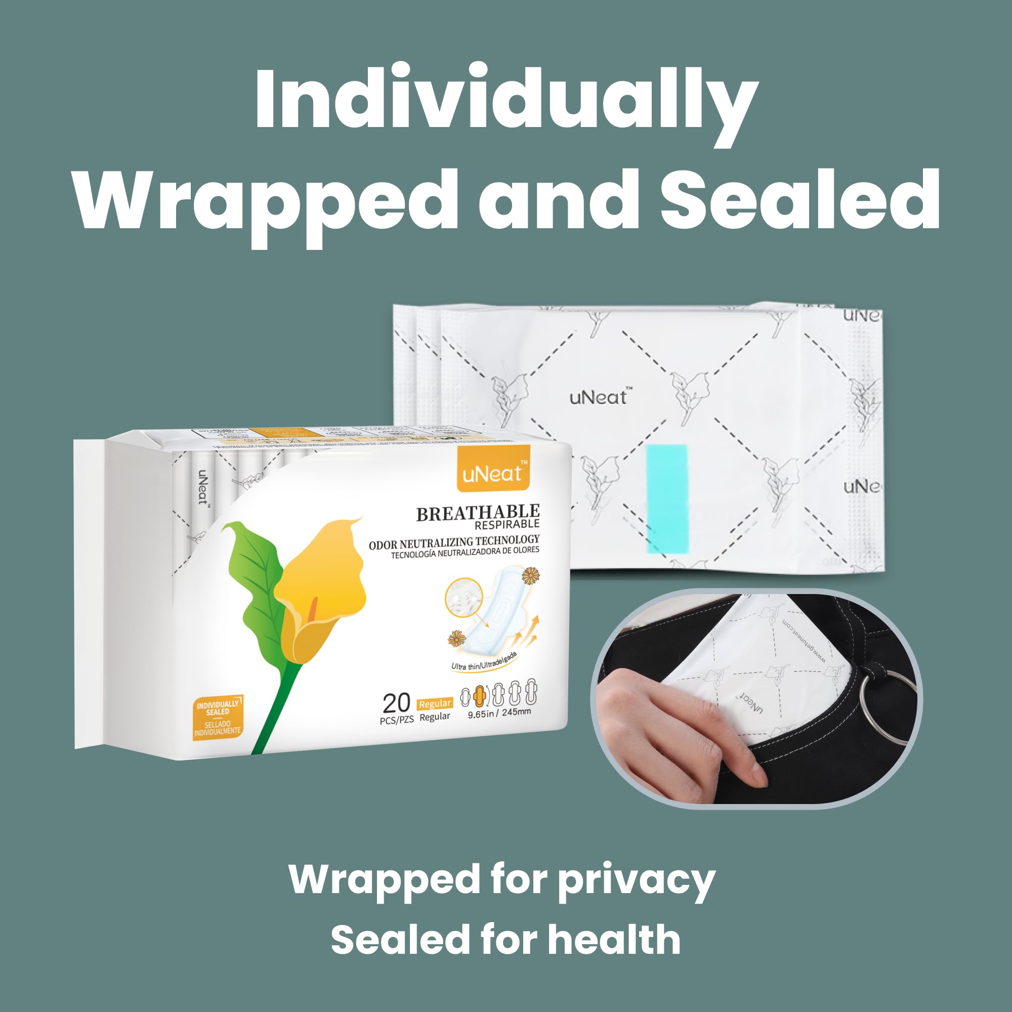 uNeat Regular with Wings Ultra-Thin Sanitary Pads for Women and Teen, Unscented, Eliminates Odor uNeat uk supplements