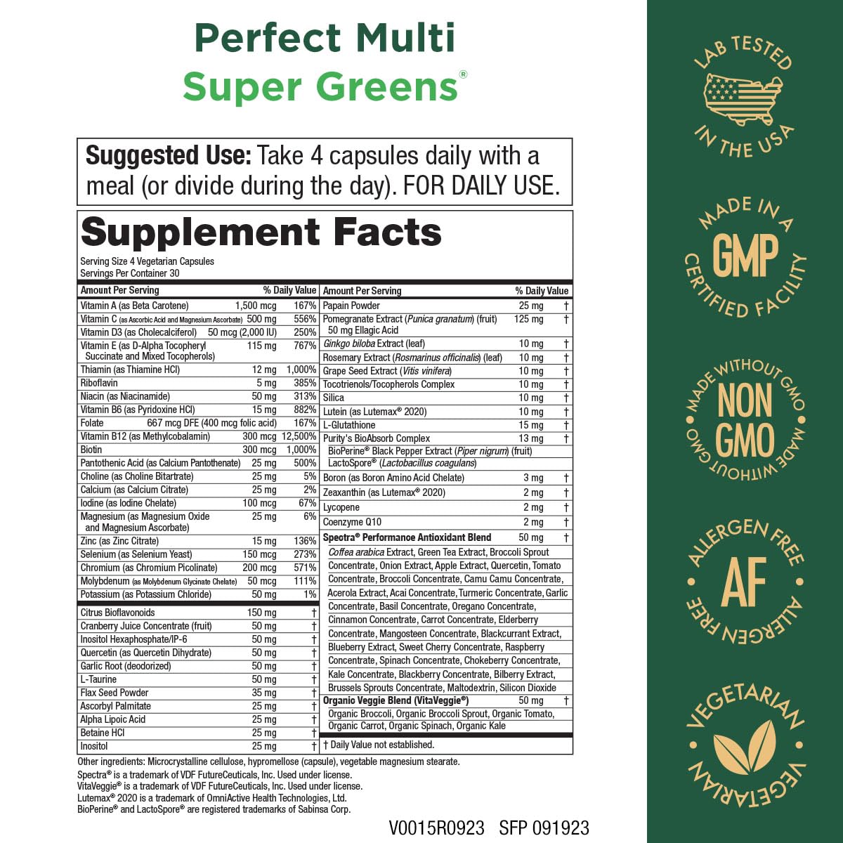 Purity Products Perfect Multi Super Greens Dietary Supplement Health Nutrition, 120 count Purity Products uk supplements