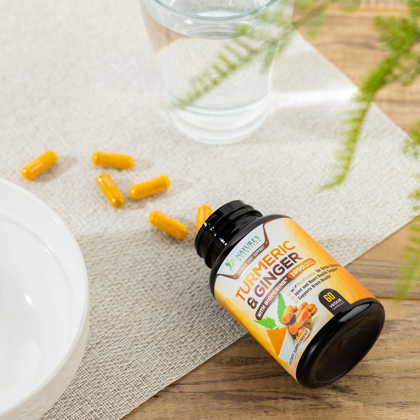 Turmeric Curcumin with BioPerine & Ginger 95% Standardized Curcuminoids Nature's Nutrition uk supplements
