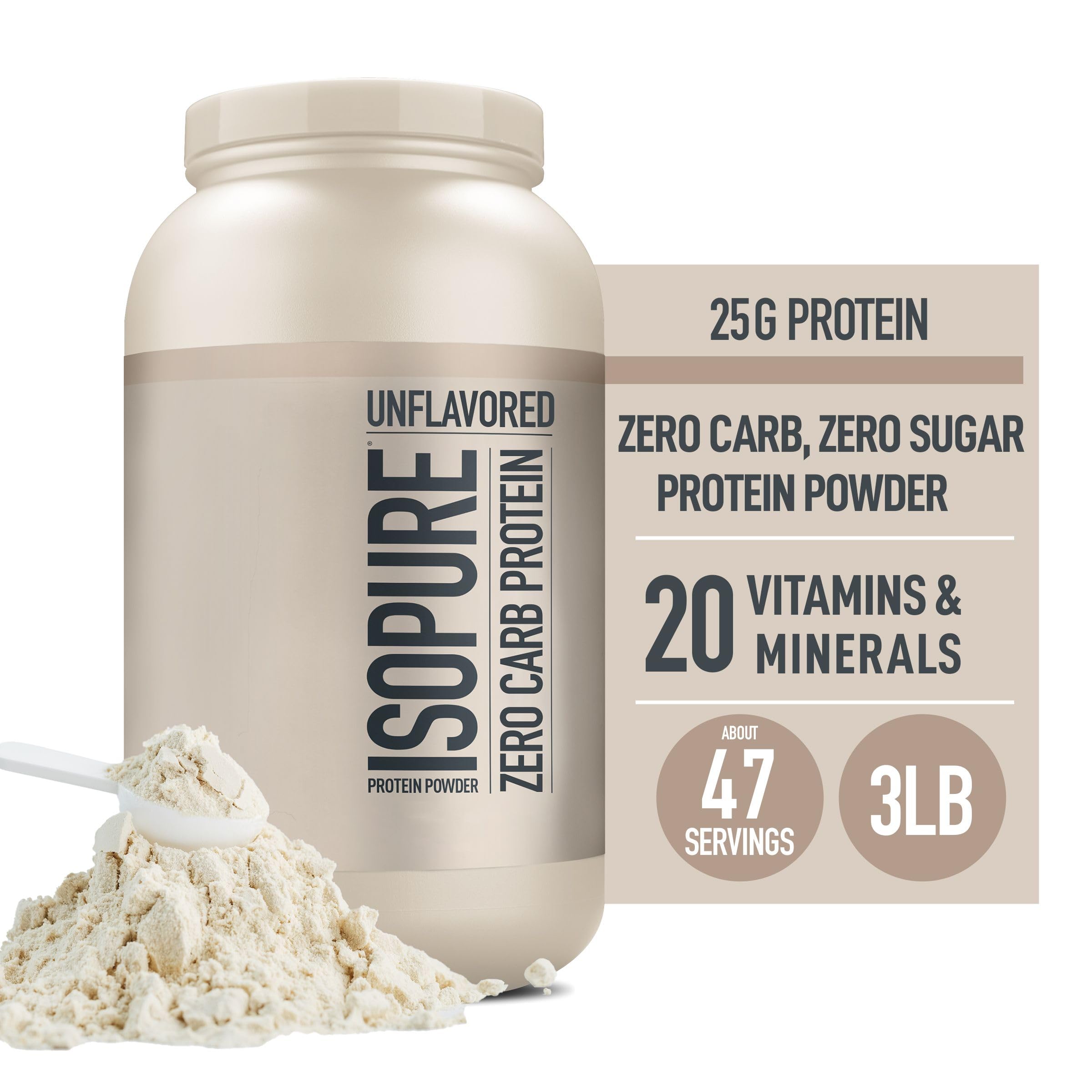 Isopure Unflavored Protein, 25g Whey Isolate, Zero Carb & Keto Friendly, 47 Servings Isopure uk supplements