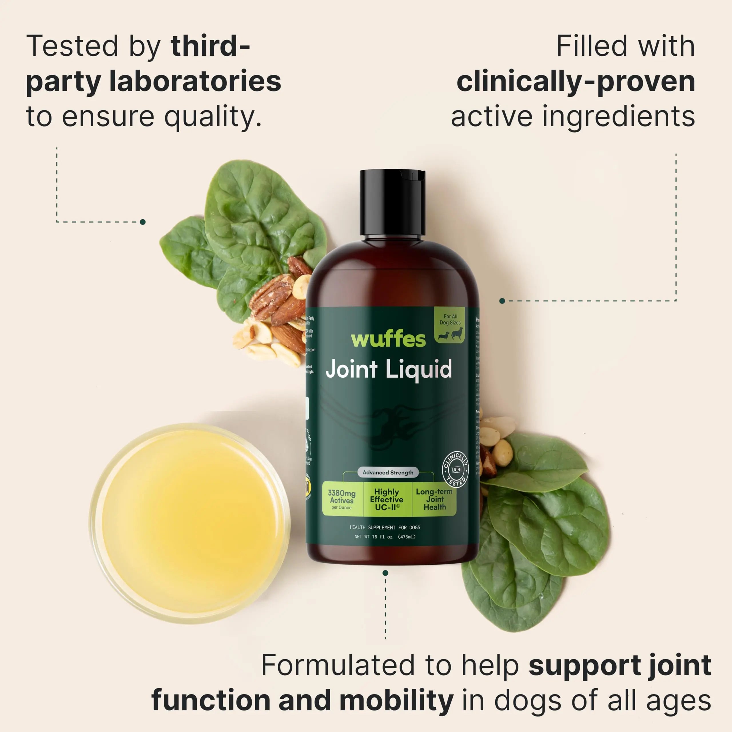 Wuffes Advanced Joint Liquid for Dogs, Hip & Joint Support Supplement with Glucosamine, Chondroitin, UC-II® Collagen, and MSM, for Small & Large Breeds, 16 Oz Wuffes uk supplements