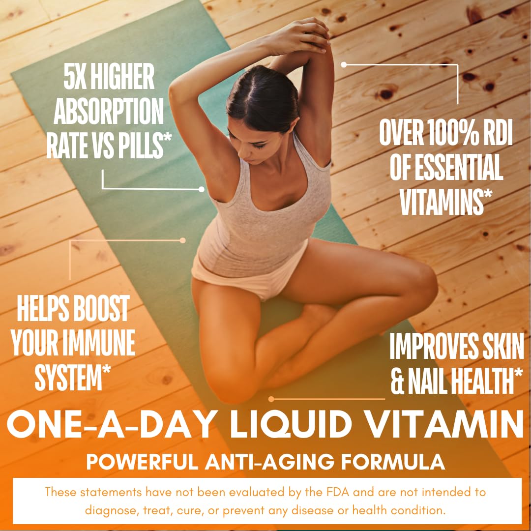 Mega Premium Liquid Multivitamin | Natural Immune Support Vitamin w/ 1333% Vitamin C, 200% D3, Zinc + 20 Vitamins, 70 Minerals, & 21 Amino Acids | Sugar Free | Orange Flavor | 98% Absorption | 32 Serv Tropical Oasis uk supplements