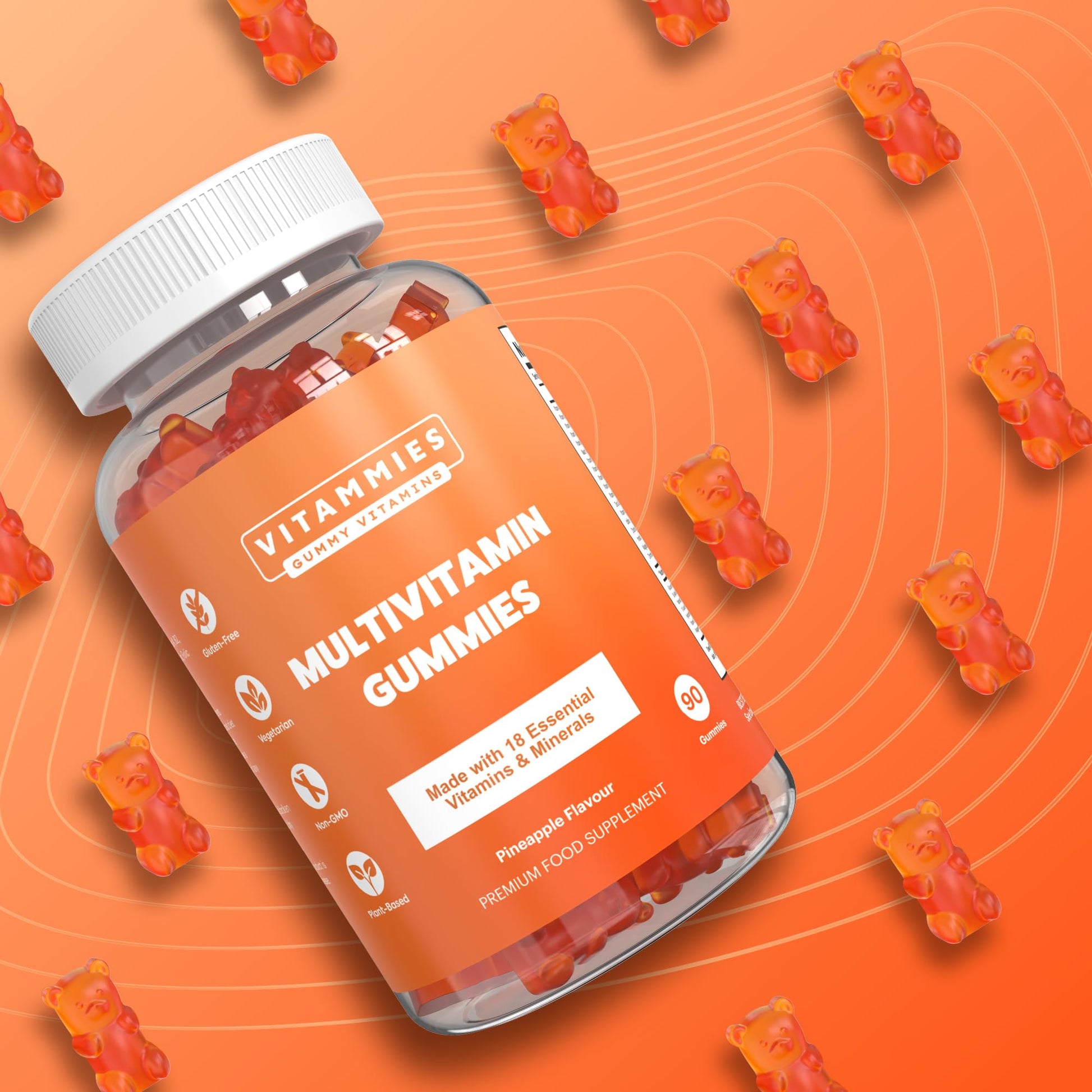 Multivitamin Gummies for Women & Men - 3 Months Supply - 18 Multivitamins & Minerals Vitammies uk supplements