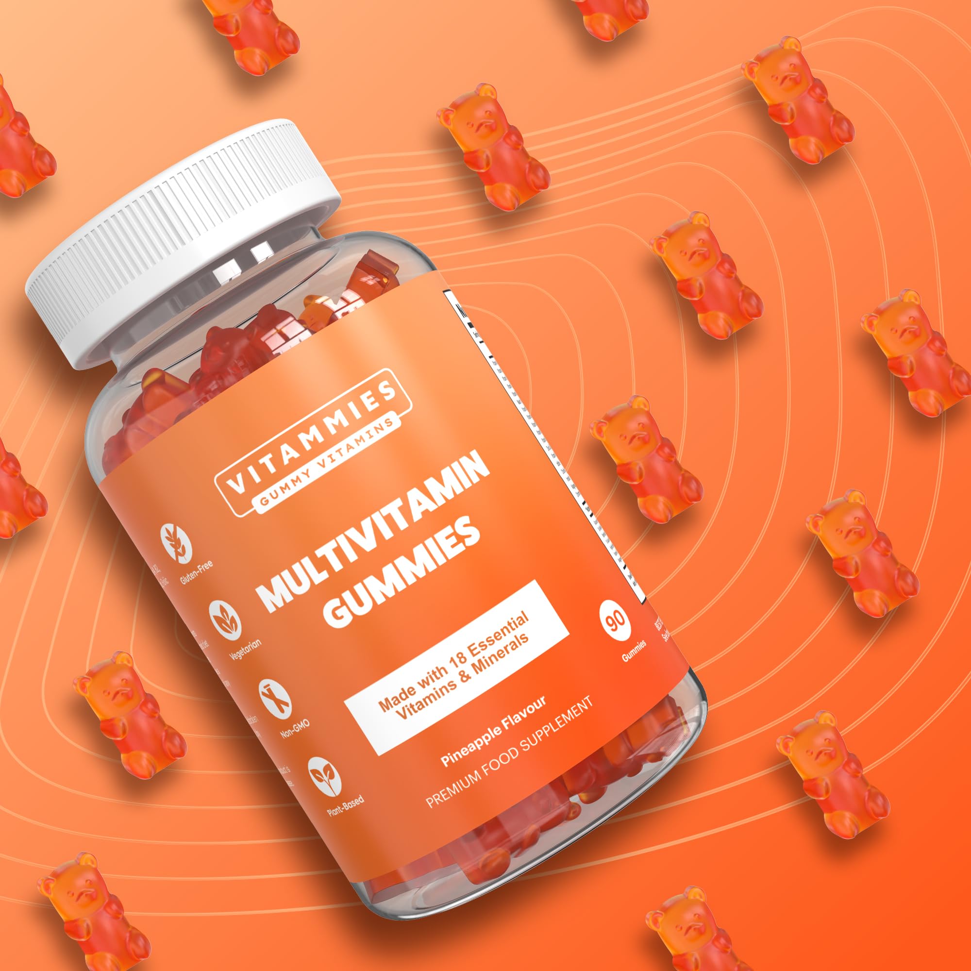 Multivitamin Gummies for Women & Men - 3 Months Supply - 18 Multivitamins & Minerals Vitammies uk supplements