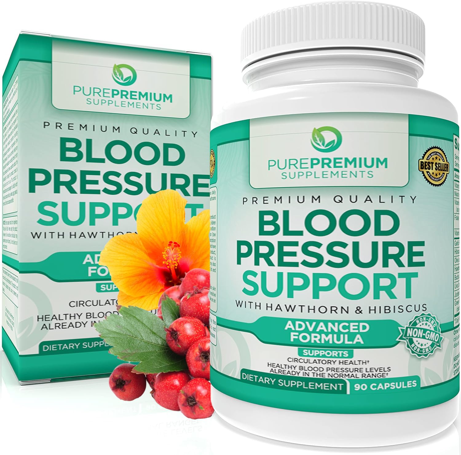 PurePremium Blood Pressure Support Supplement with Hawthorn, Hibiscus & Garlic PurePremium Supplements uk supplements