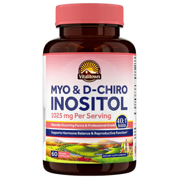 Vitalitown Inositol Supplement for Women, Myo-Inositol & D-Chiro Inositol, Ideal 40:1 Ratio, Hormone Balance & Healthy Ovarian Support for Women, Vitamin B8, Vegan, 60 Capsules, No Gluten Vitalitown uk supplements