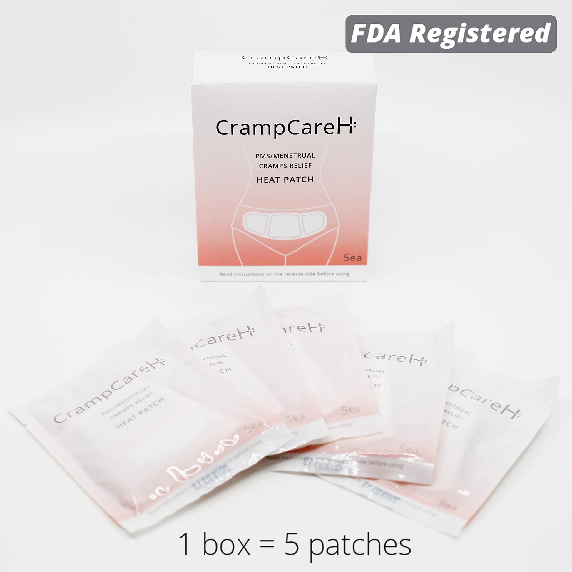 (5 Patches) CrampCareH PMS/Menstrual Cramps Relief Heat Patch with Wide Wings, FDA Registered CrampCareH uk supplements