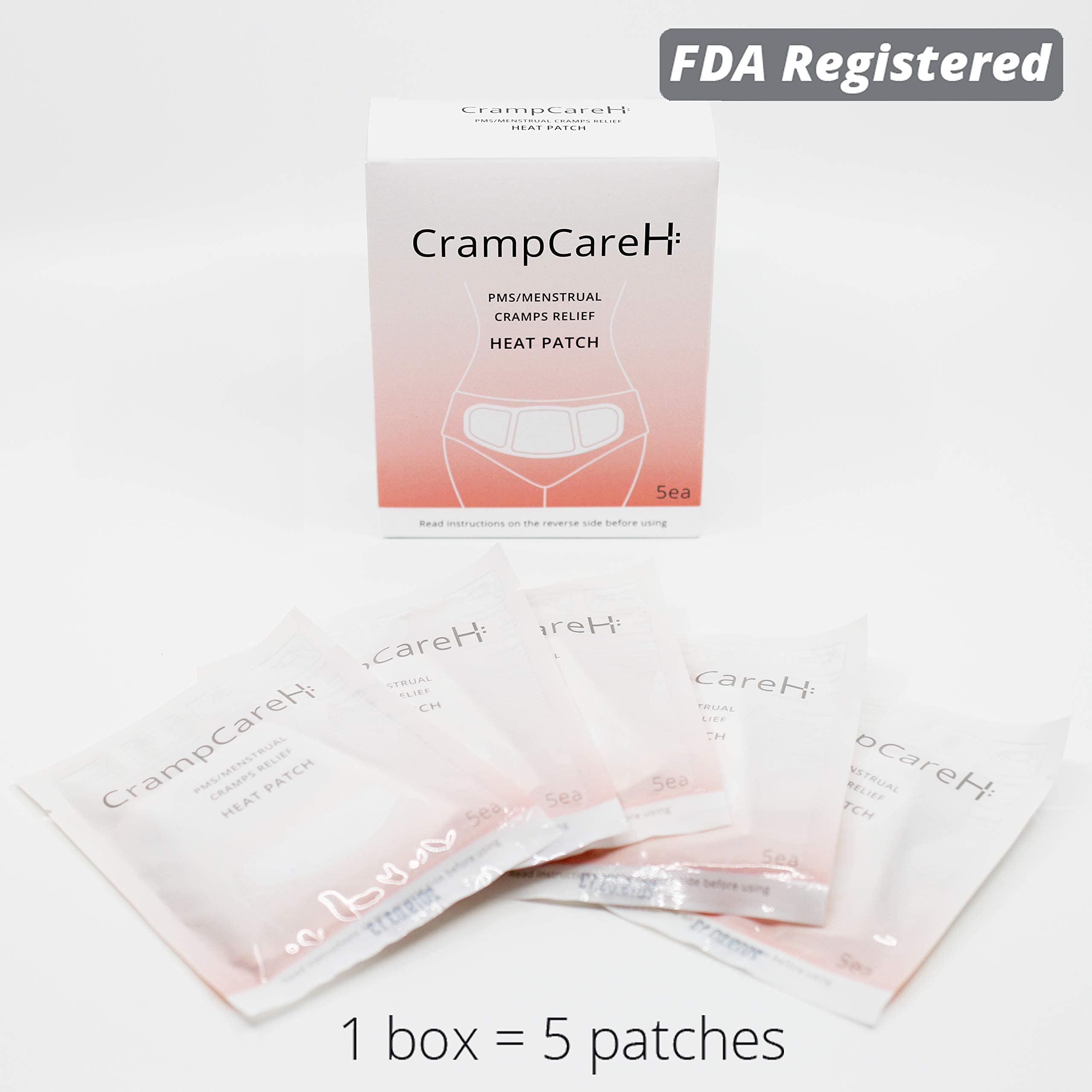 (5 Patches) CrampCareH PMS/Menstrual Cramps Relief Heat Patch with Wide Wings, FDA Registered CrampCareH uk supplements