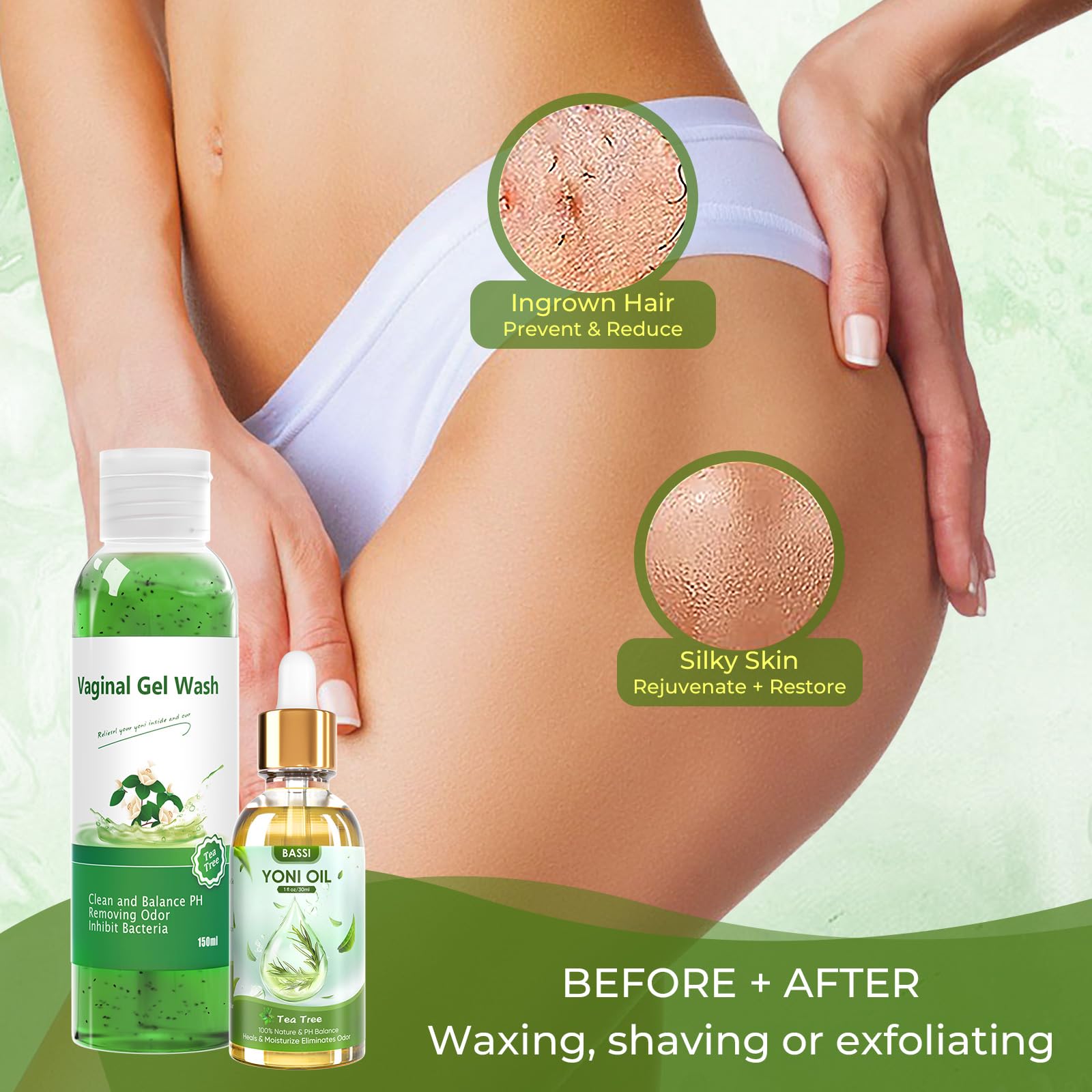 Feminine Wash & Yoni Oil & Yoni Soap Tea Tree Set for Women, Yoni Wash for Vaginal Ph Balance Remove BASSI uk supplements