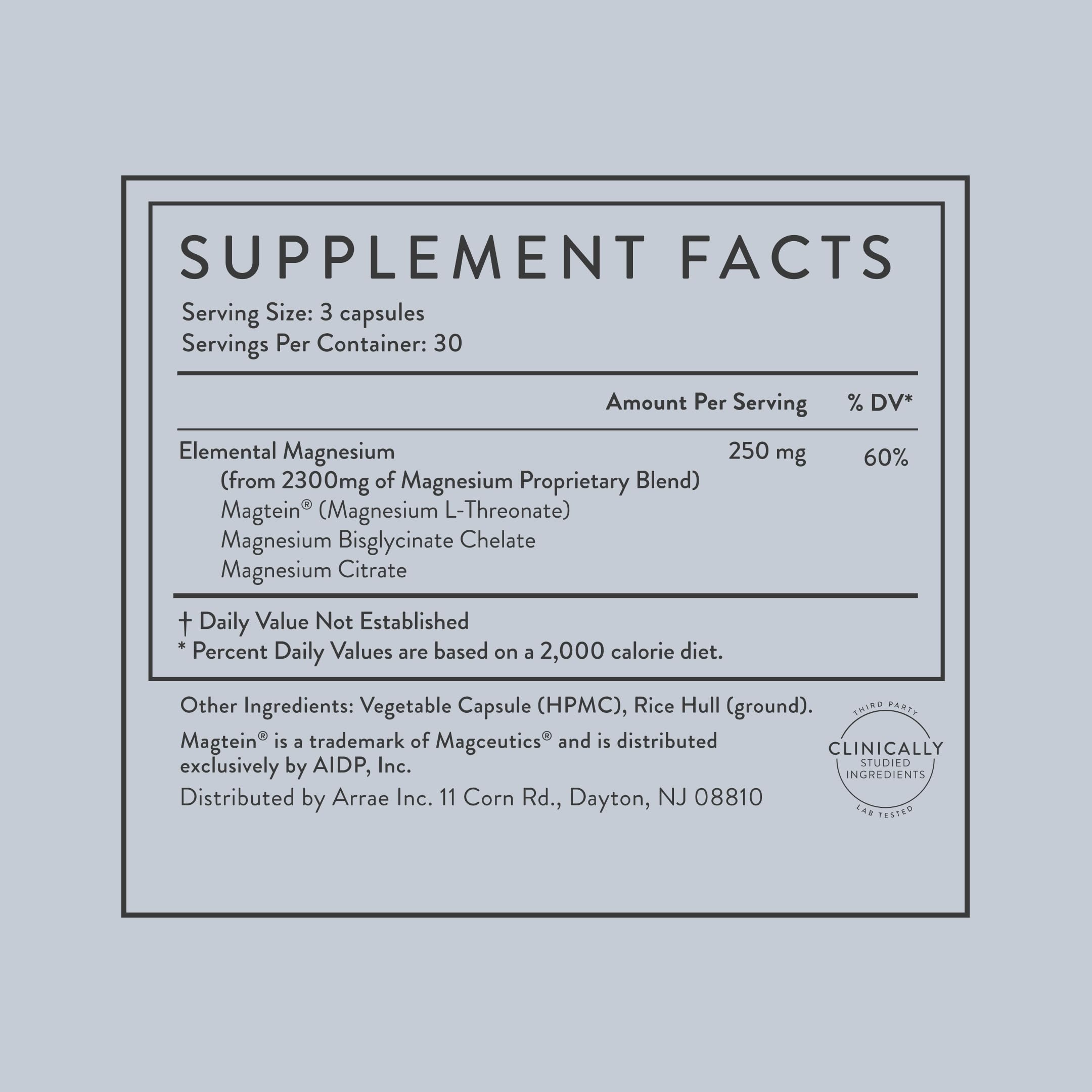 Arrae Magnesium Supplement, Magnesium Glycinate, Citrate & L-threonate, 250 mg, Support Mood, Sleep, Nerves, and Muscles,90 Capsules Arrae uk supplements